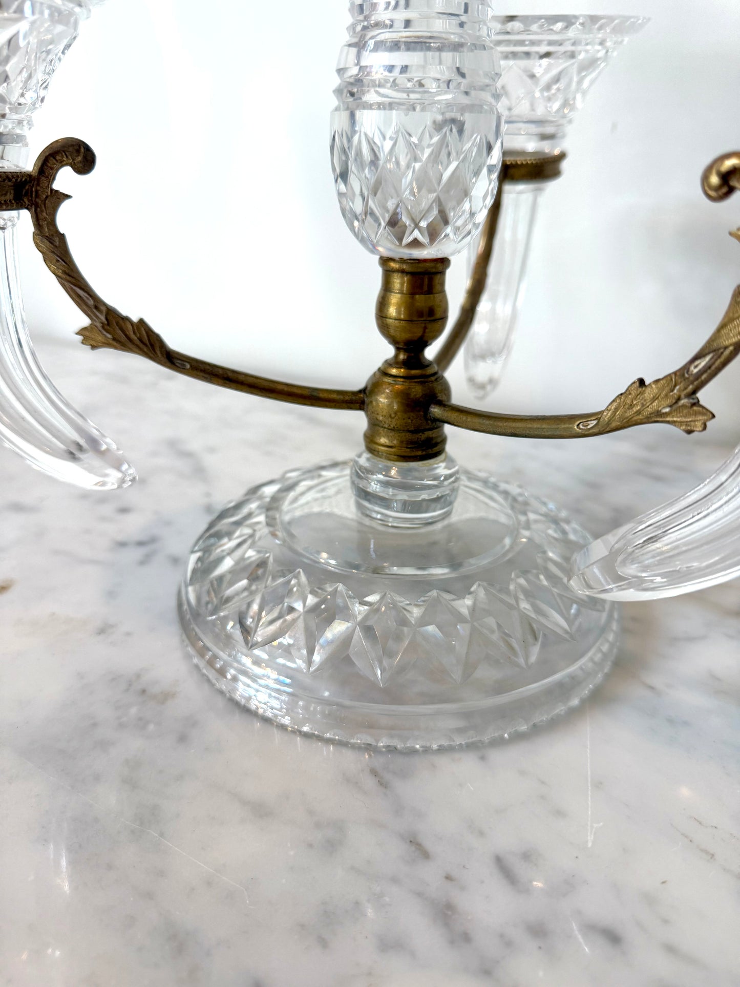 F. & C. Osler Attributed Antique Glass Flower Épergne with Bronze Mounts, 19th Century