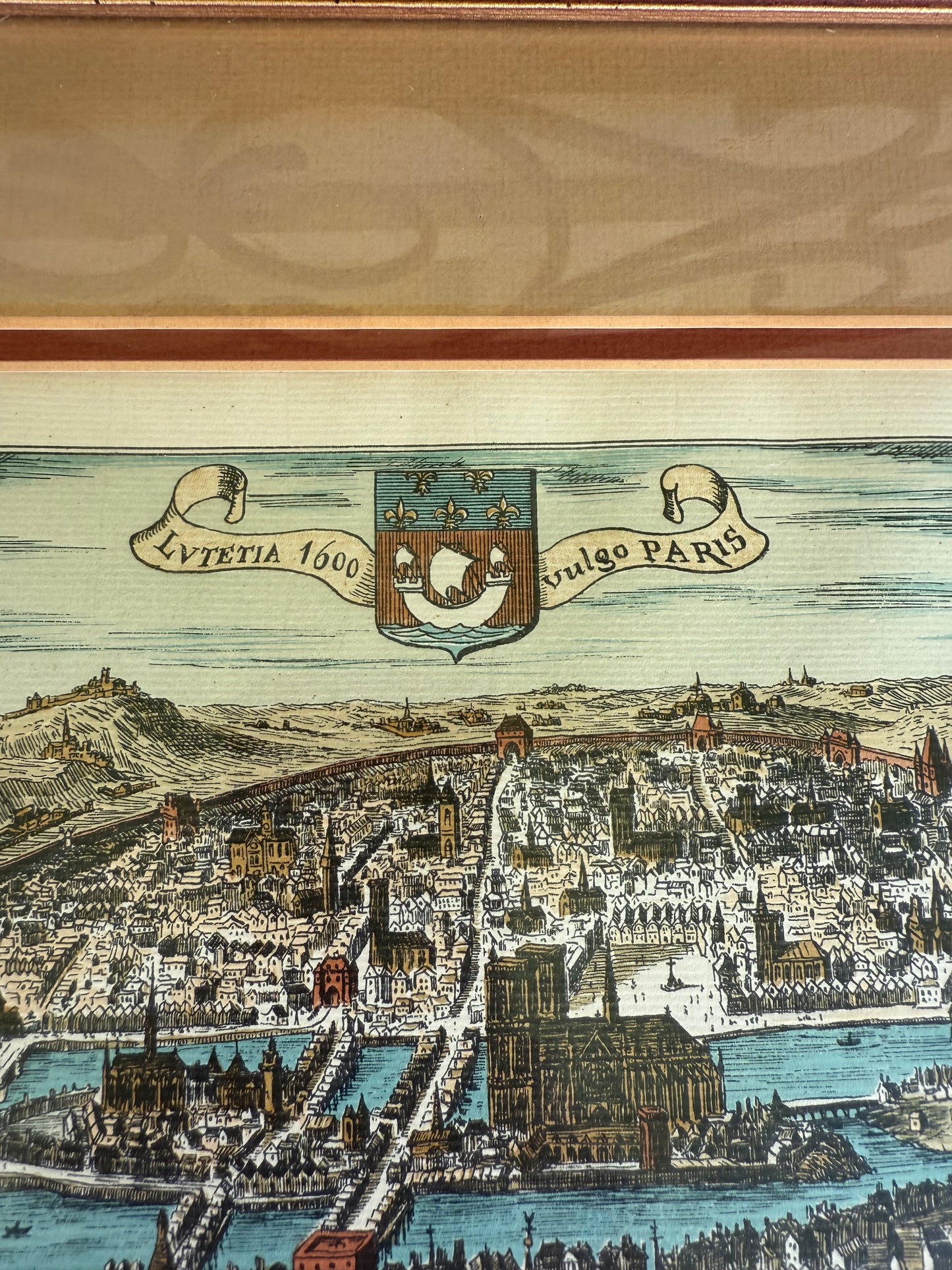Hand-Colored Engraving of 1600 Paris by Jacques Desfreseaux – Framed