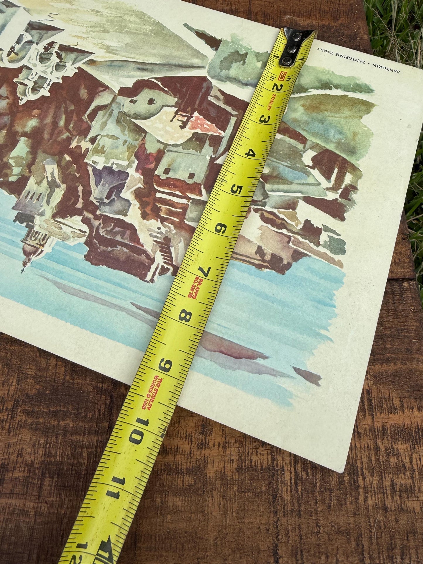 Vintage 1964 Santorini Greece Print by Stylianos Vassiliou | Midcentury Greek Travel Art on Board