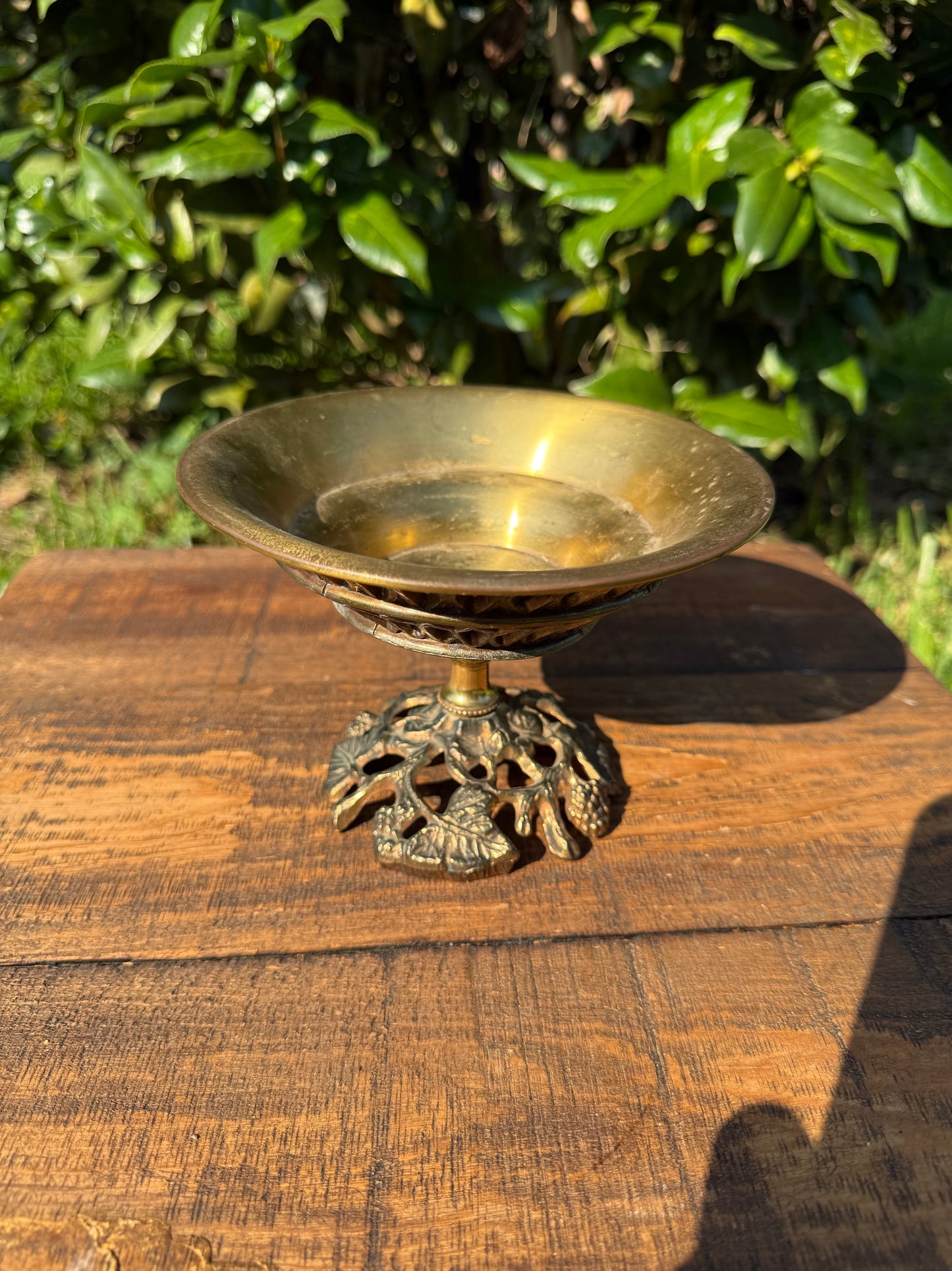Antique Ornate Brass Compote