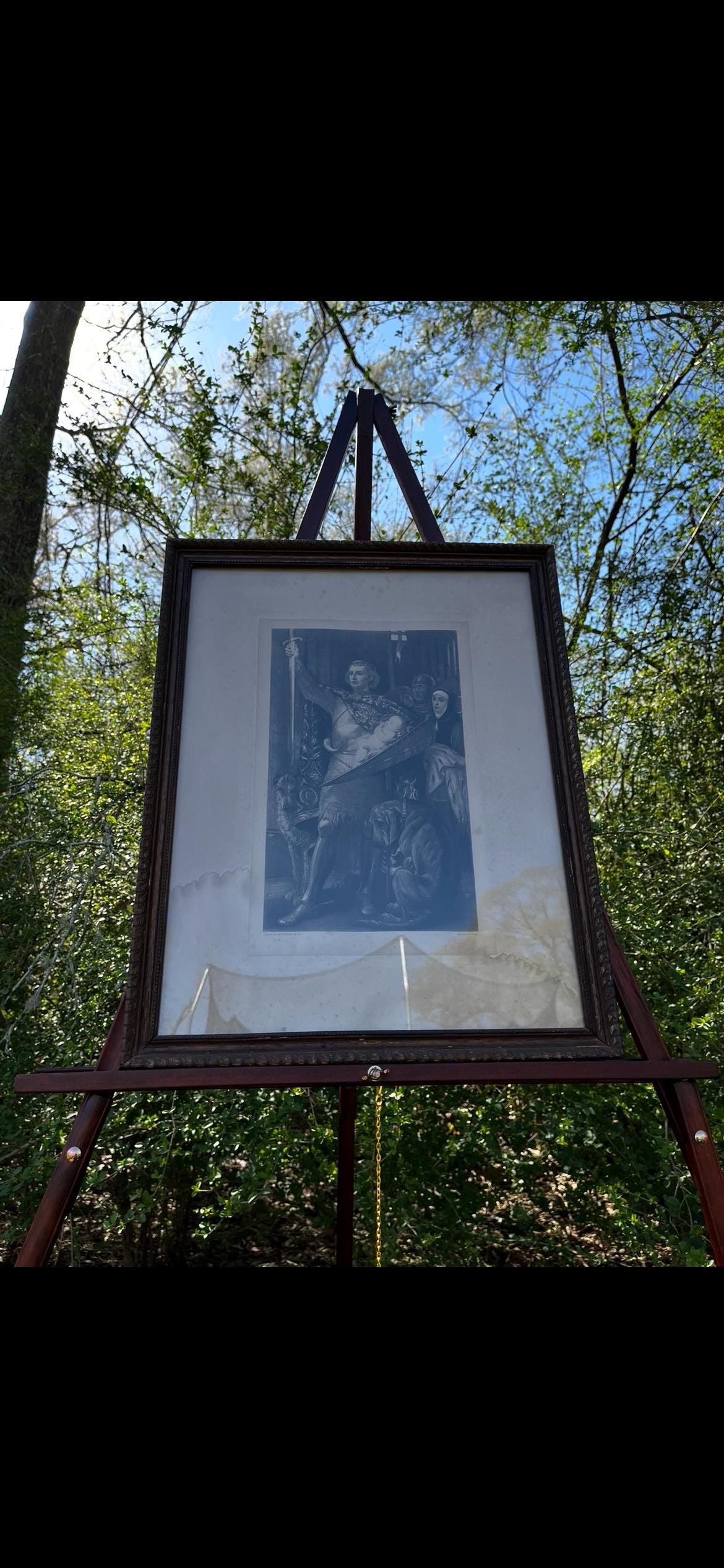1885 Goupil Photogravure by P.R. Morris A.R.A. – Medieval Knight & Infant – Victorian Engraved Print