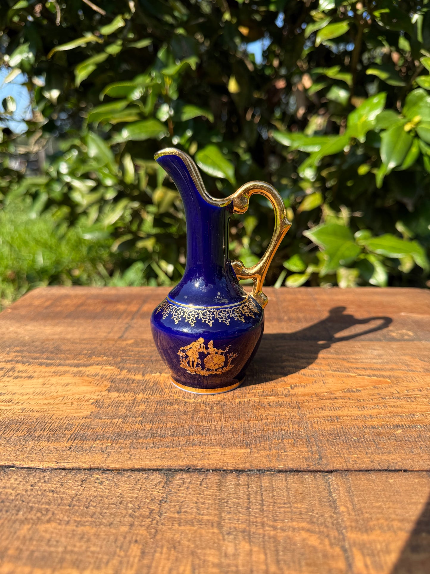 Limoges Cobalt and Gilt Miniature Ewer