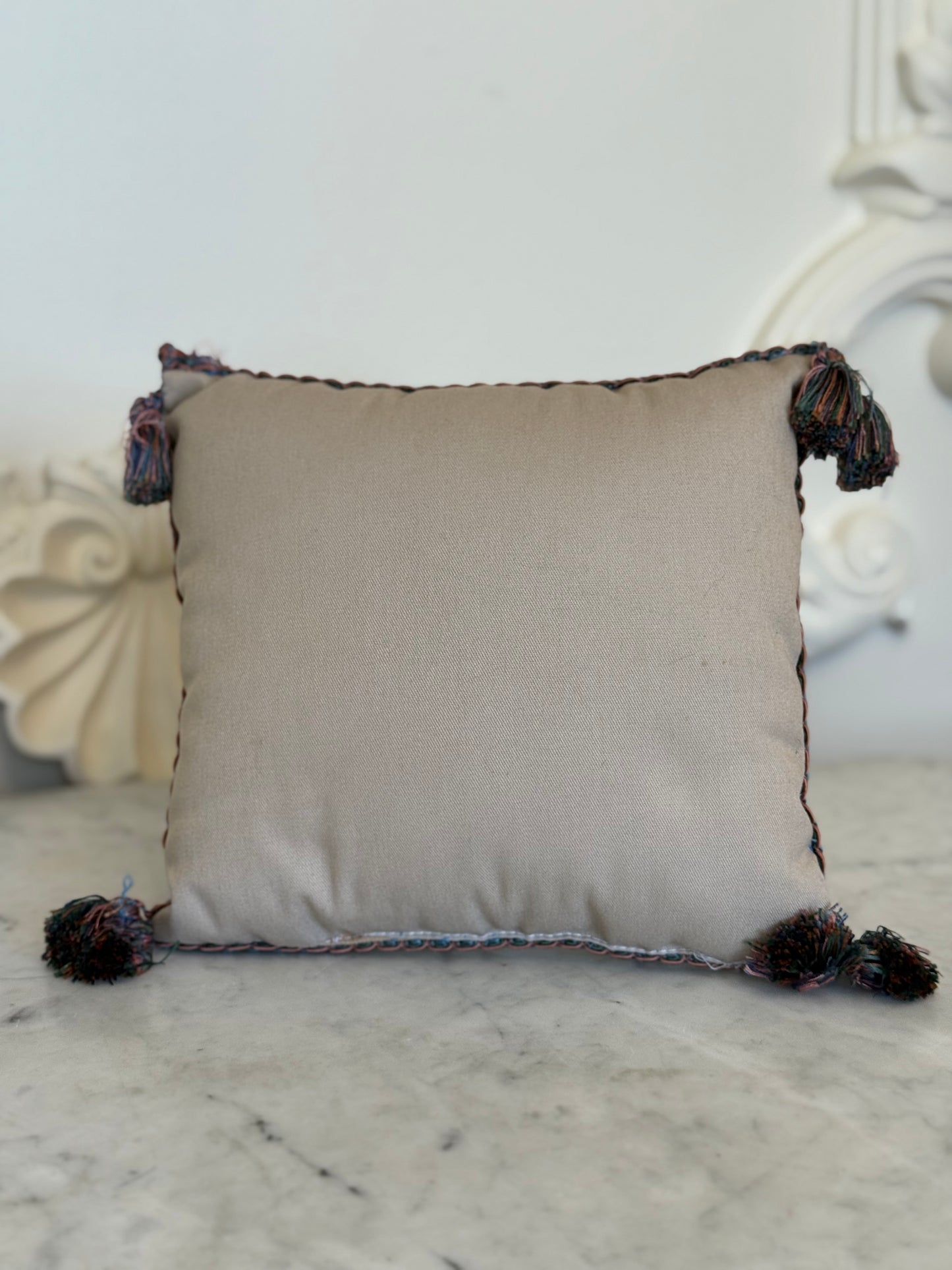 Vintage Floral Tapestry Accent Pillow with Tassels