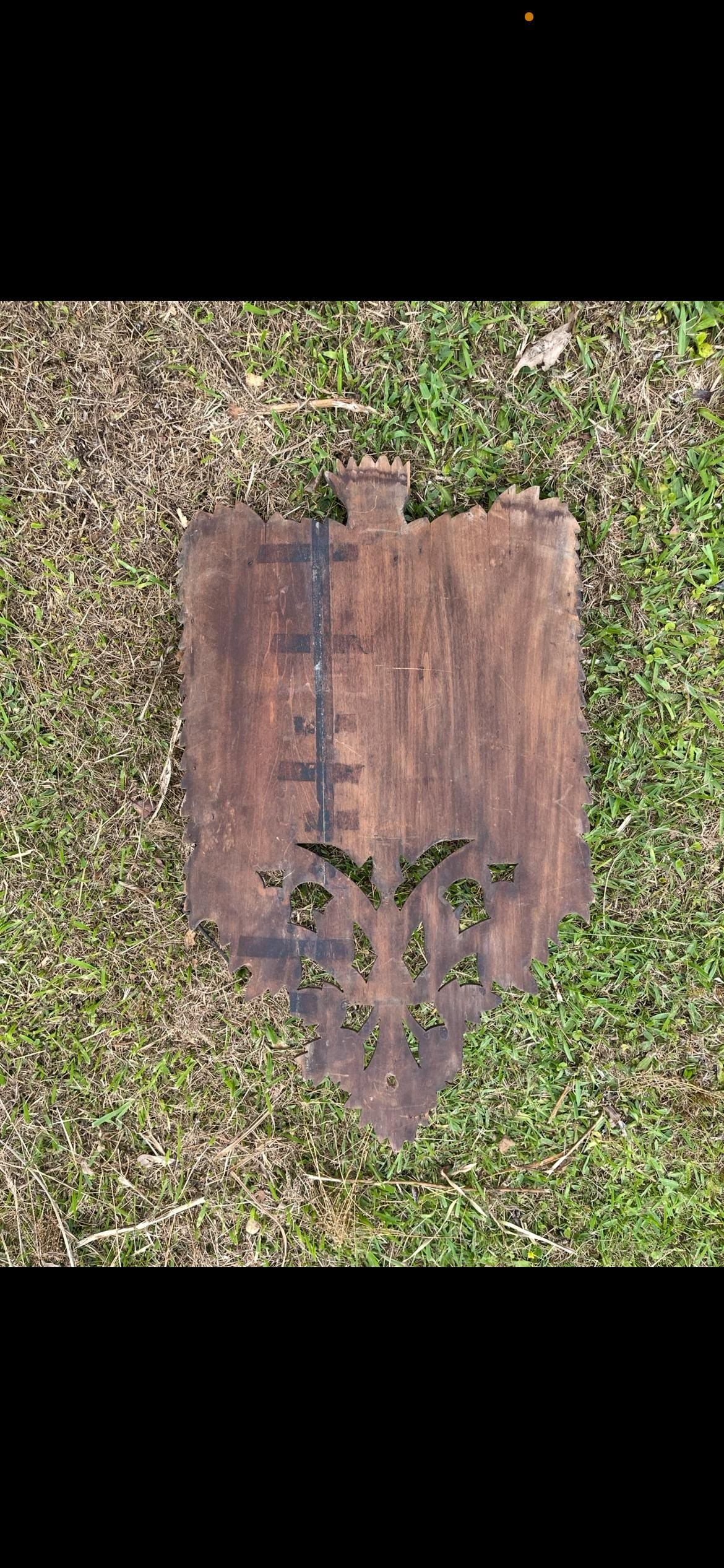 Antique Victorian Oak Magazine Rack | Black Oak Newspaper Stand | Gothic Revival | Some Damage | Ornate Carved Storage Furniture
