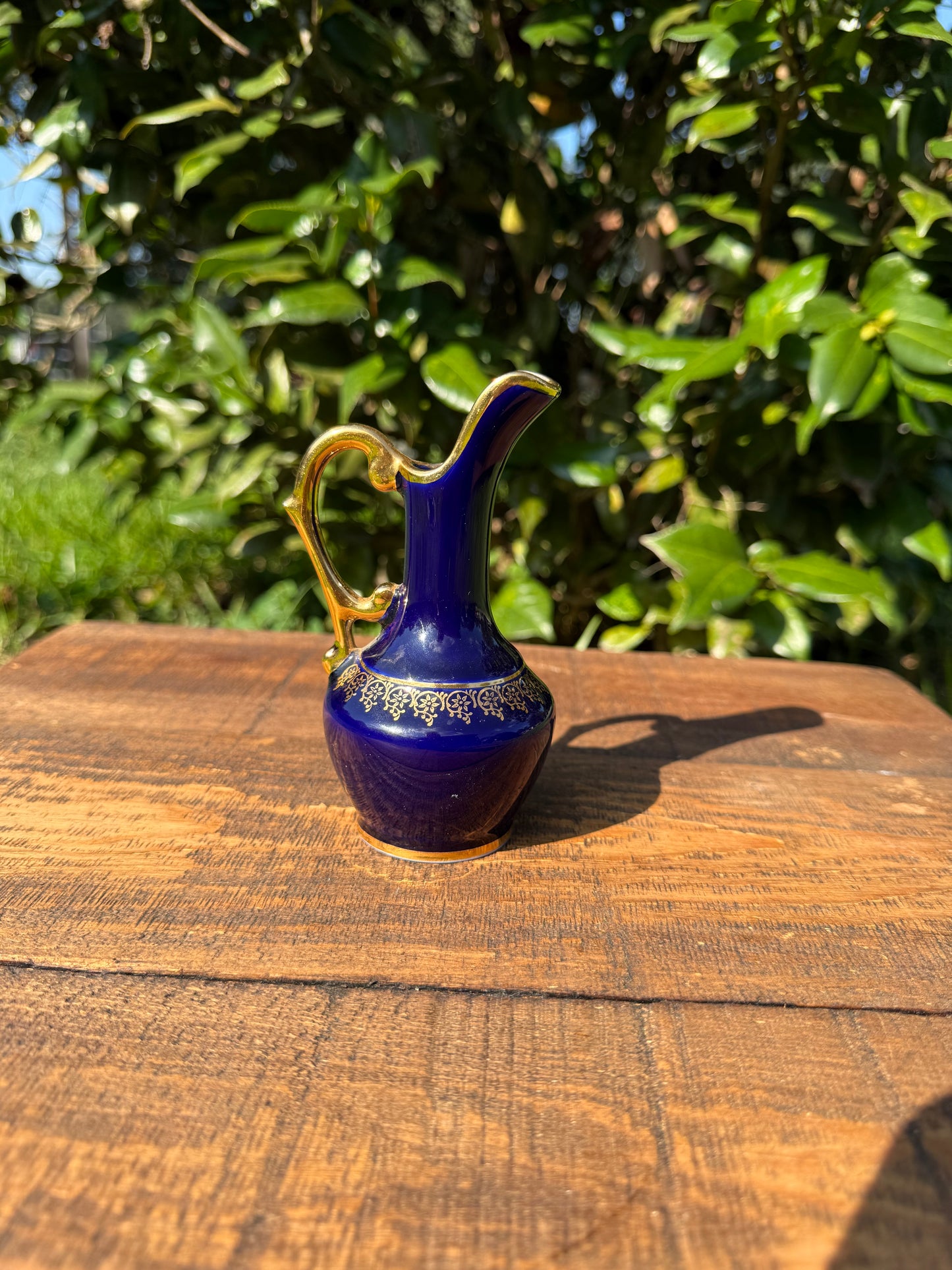 Limoges Cobalt and Gilt Miniature Ewer