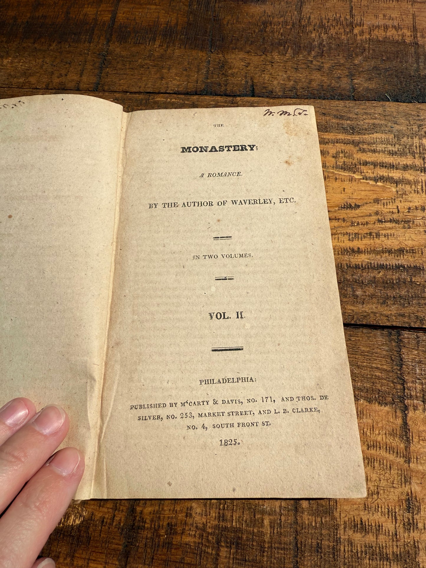 1825 The Monastery by Sir Walter Scott – Original Publisher’s Boards – Early American Edition