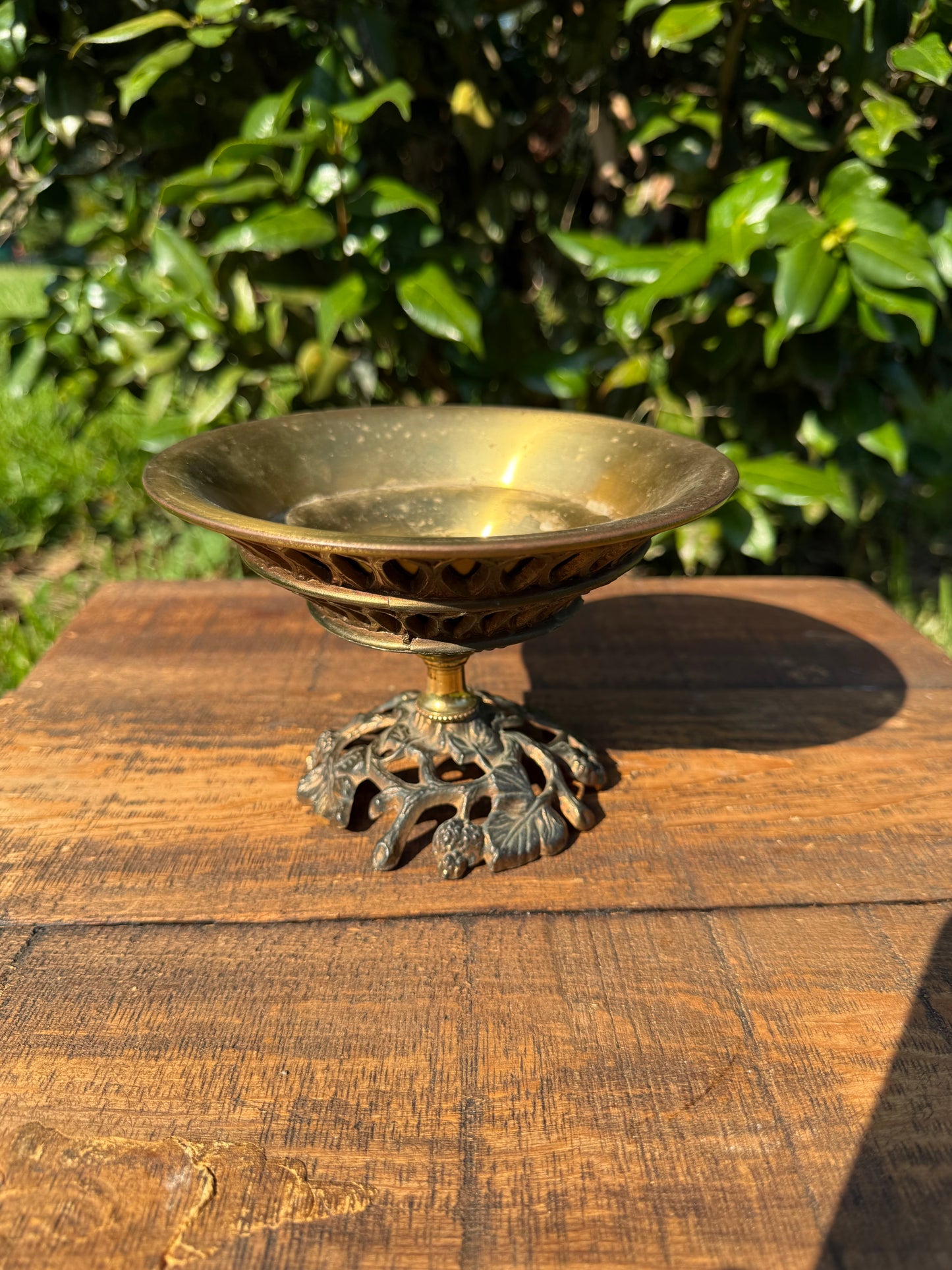Antique Ornate Brass Compote