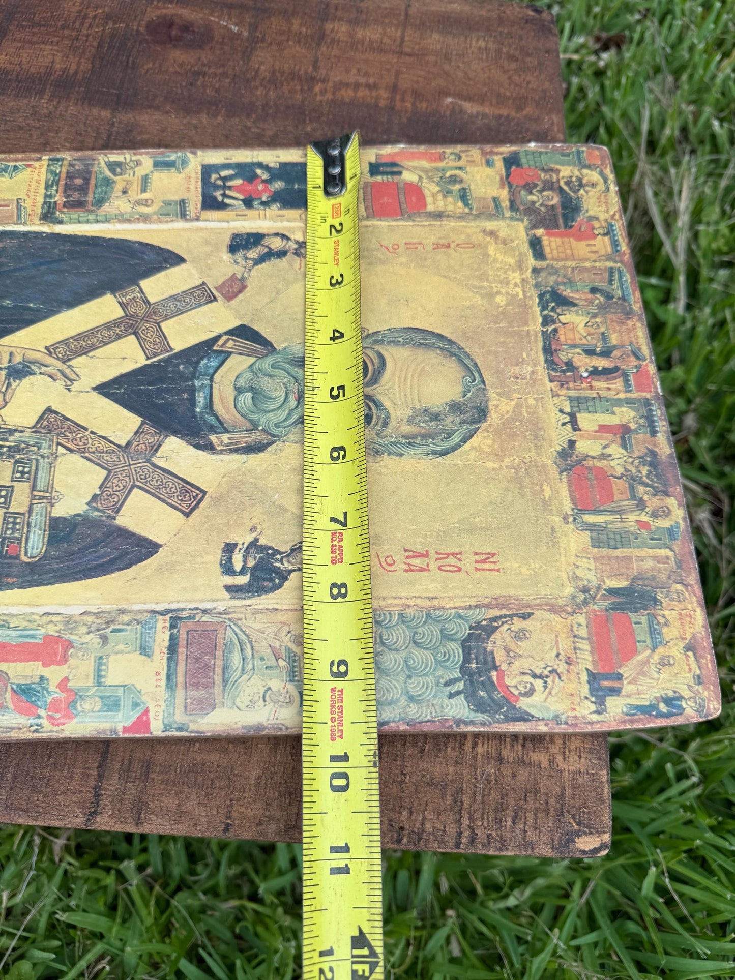 Saint Nicholas Icon with Life Scenes | Greek Orthodox Vintage Icon Panel from Thessaloniki, 14x10"