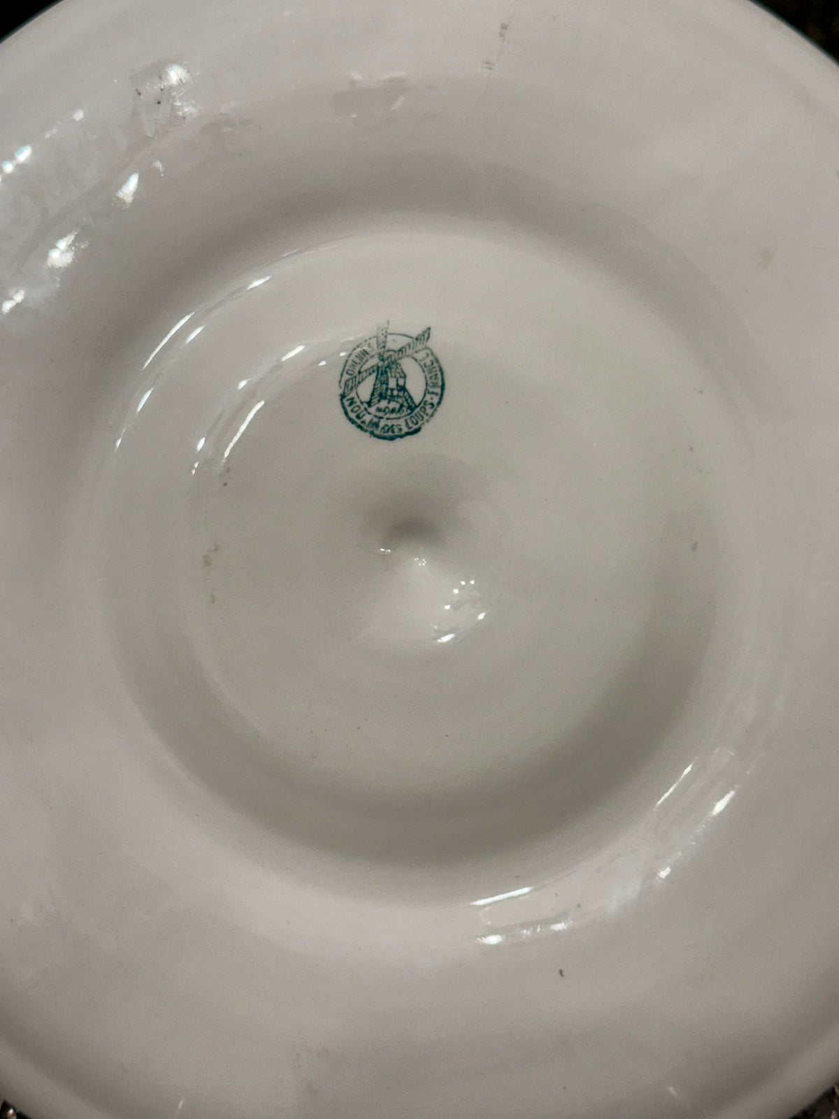 Vintage French Moulin des Loups Large Oyster Platter, Blue Gray and White, 13”