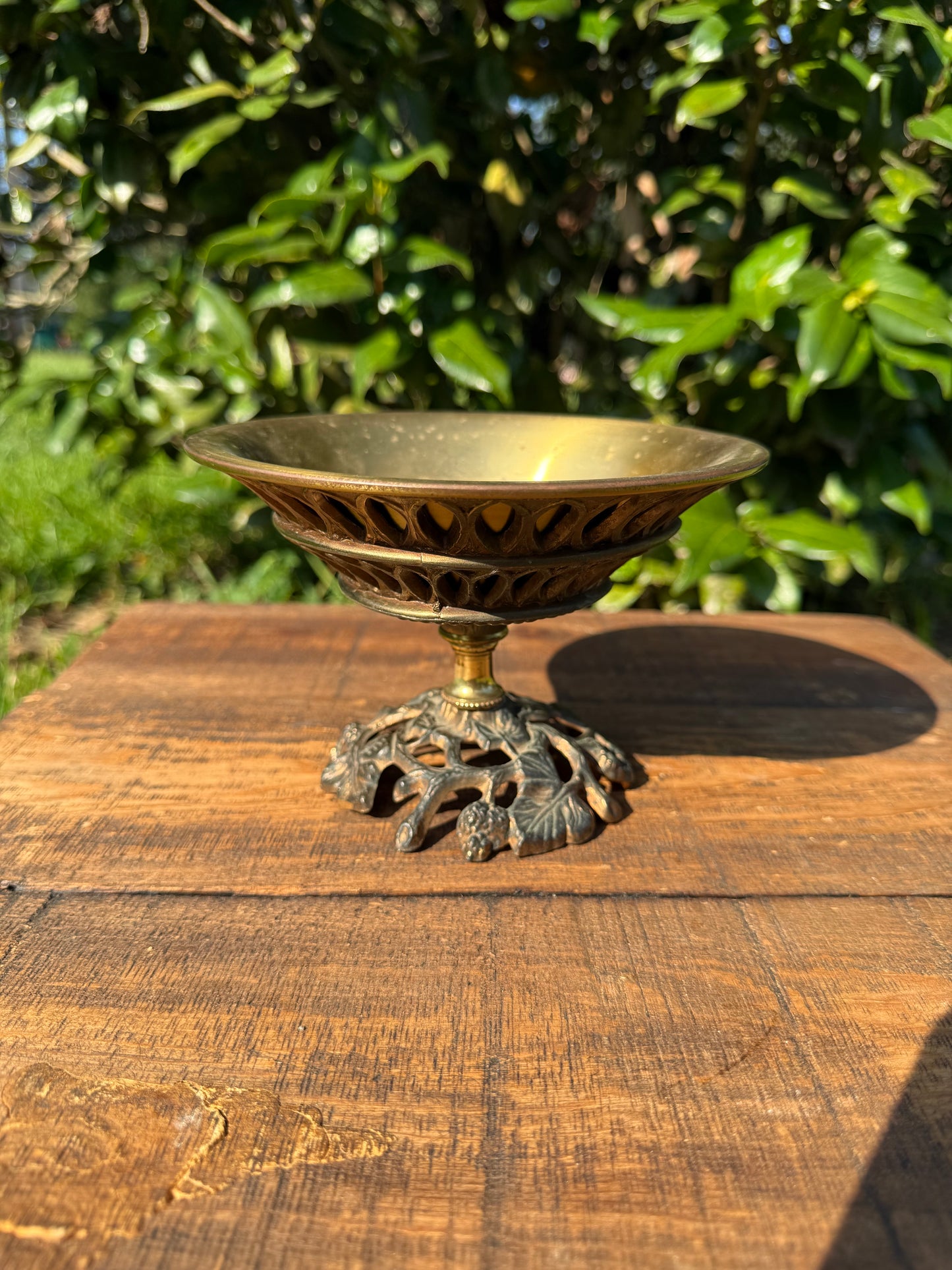 Antique Ornate Brass Compote