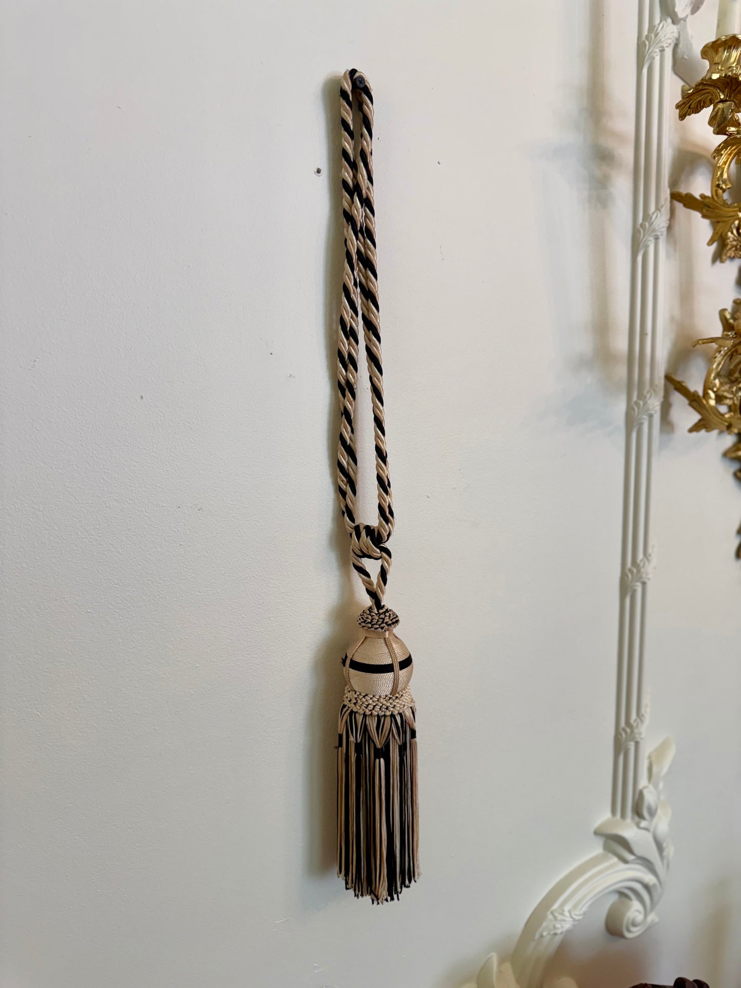 Black & Champagne Decorative Curtain Tassel | 28 Inch Single Tieback