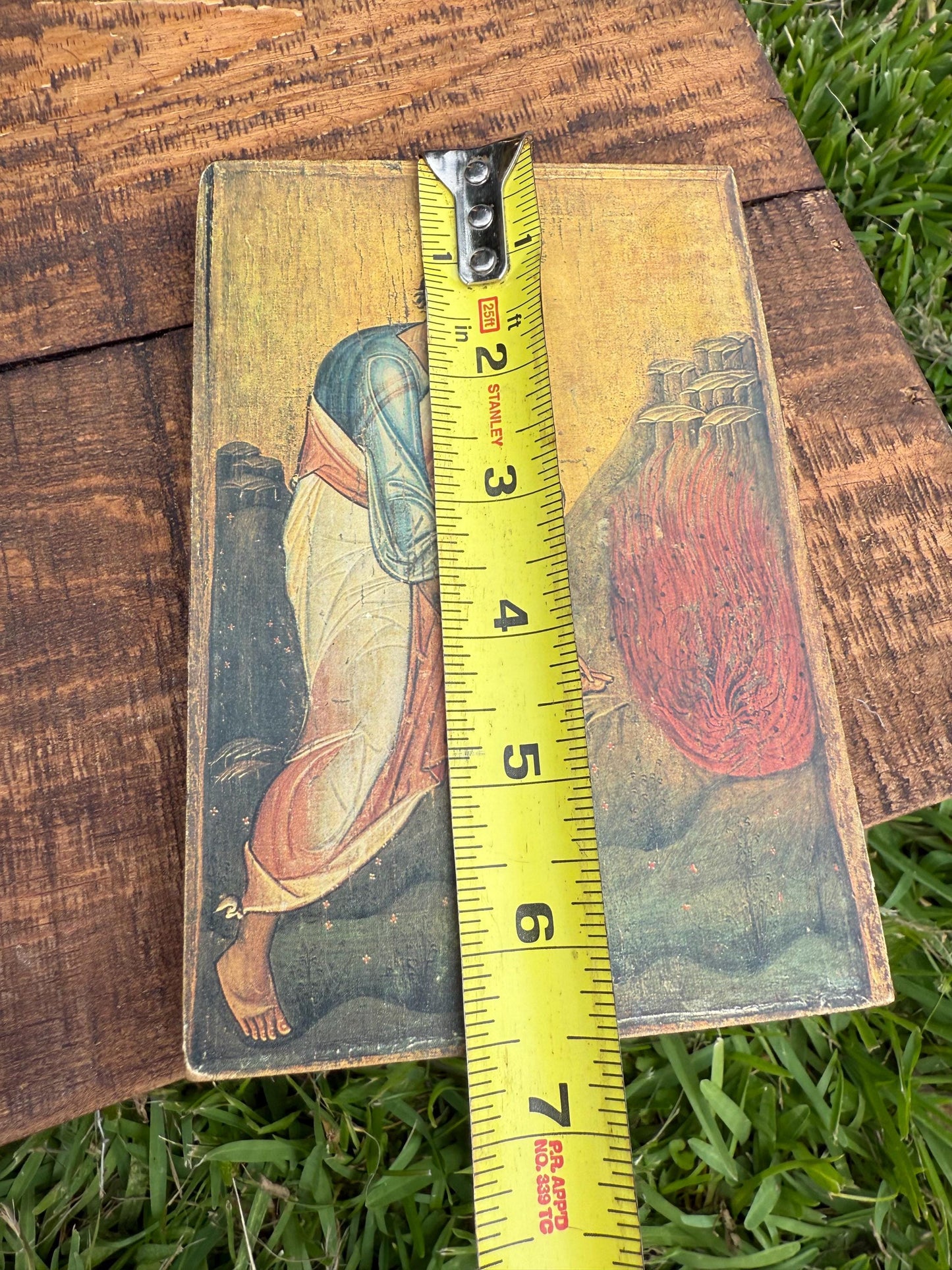 Greek Orthodox Icon – Moses and the Burning Bush – Vintage Thessaloniki Religious Wood Panel Print