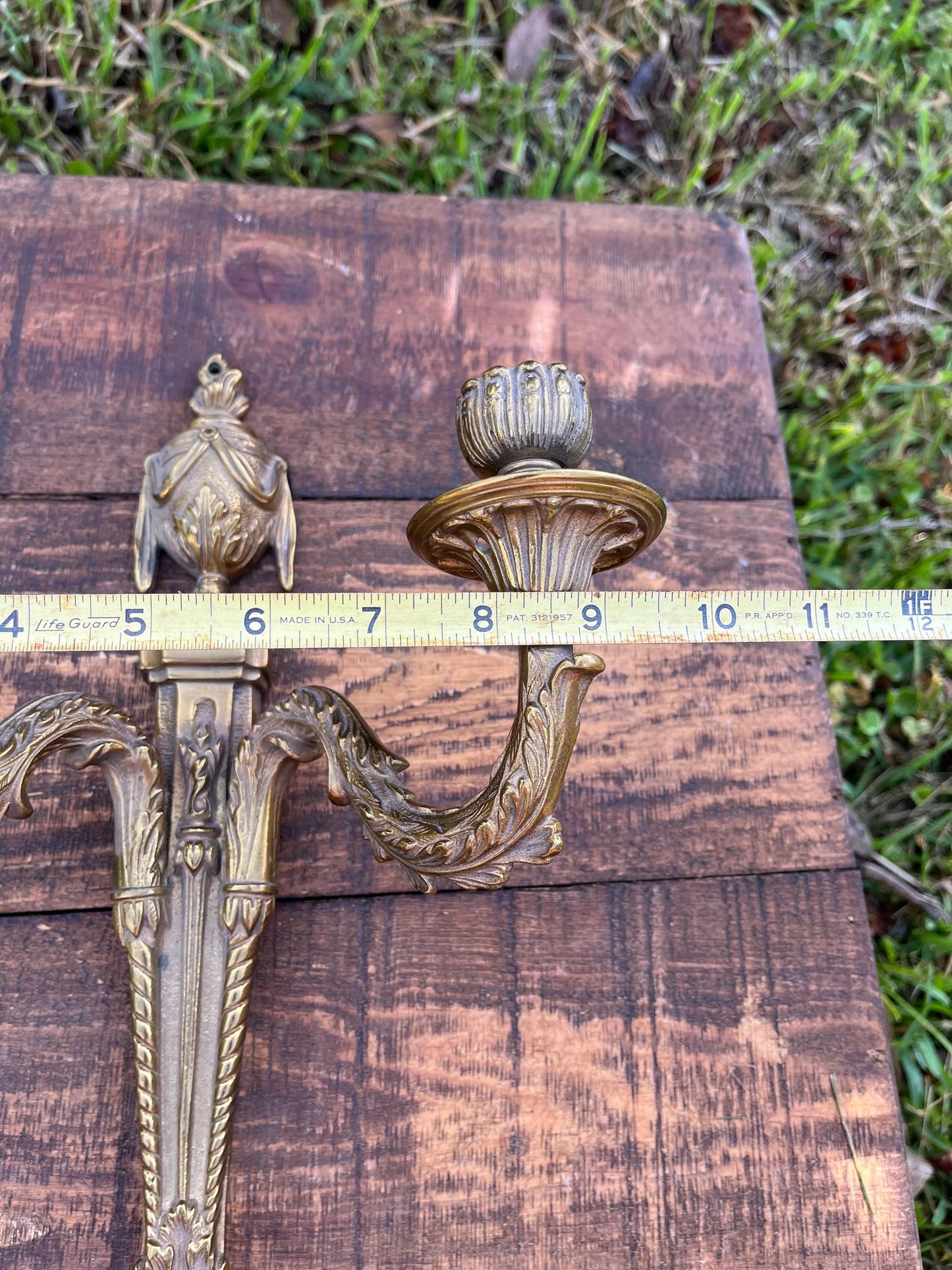 Pair of Antique French Brass Wall Sconces – Neoclassical Candle Holders, Louis XVI Style, Double Arm Wall Lights