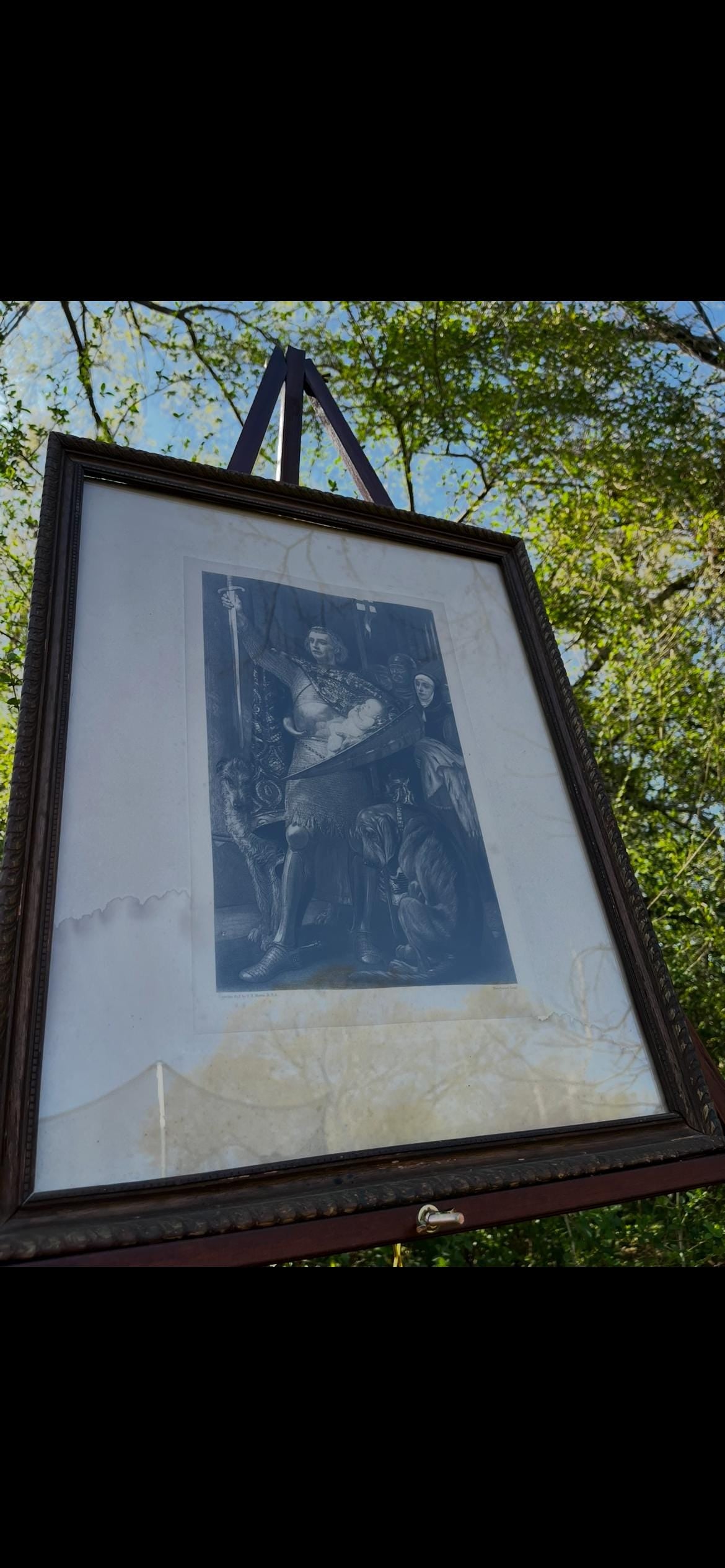 1885 Goupil Photogravure by P.R. Morris A.R.A. – Medieval Knight & Infant – Victorian Engraved Print