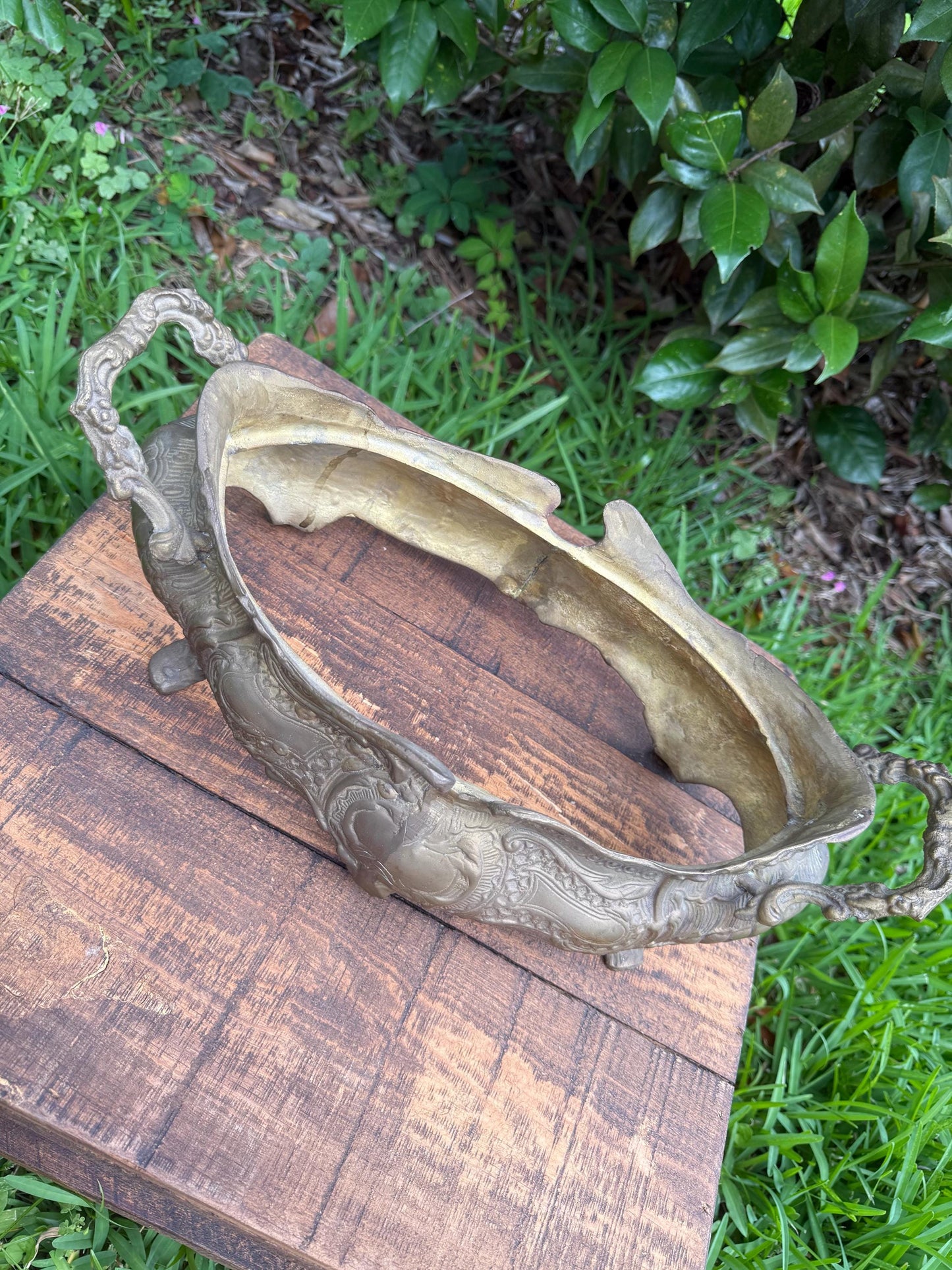Antique French Rococo Jardinière Planter | Gilt Centerpiece | Ornate Louis XV Style Metal Cachepot | Decorative Bowl
