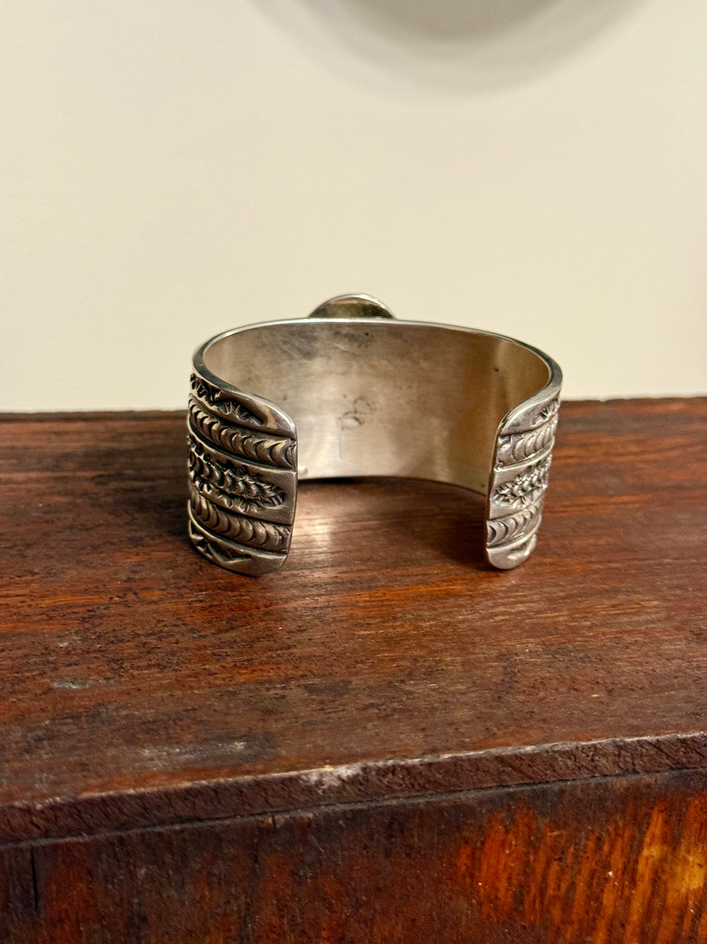 Arnold Blackgoat Signed Navajo Sterling Silver & Turquoise Cuff Bracelet