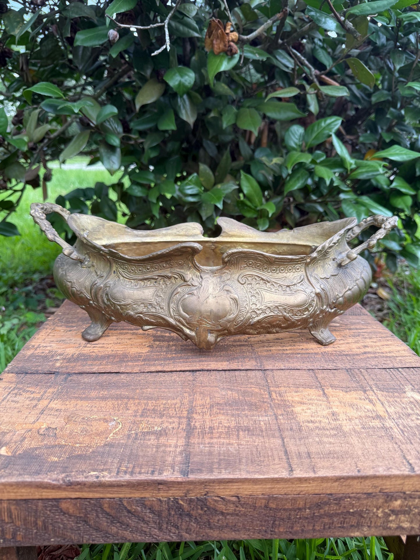Antique French Rococo Jardinière Planter | Gilt Centerpiece | Ornate Louis XV Style Metal Cachepot | Decorative Bowl