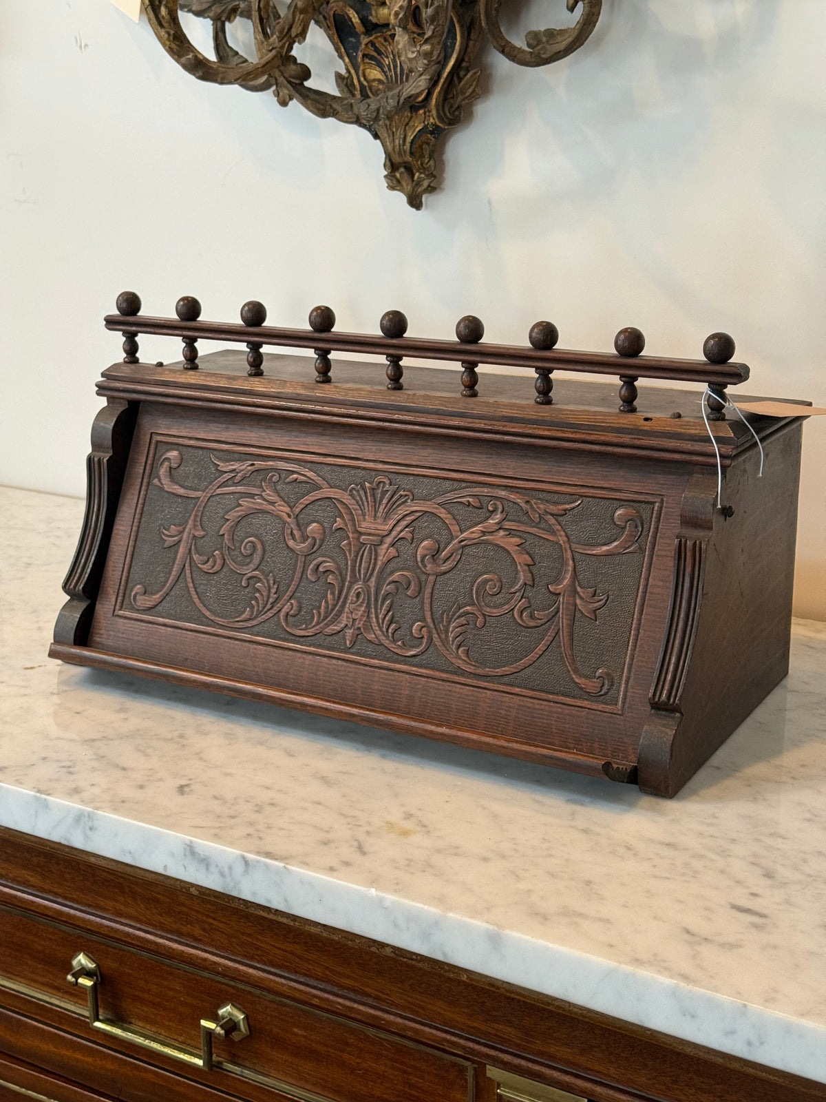 Antique Victorian Carved Wood Organ Box, Repurposed Storage Chest