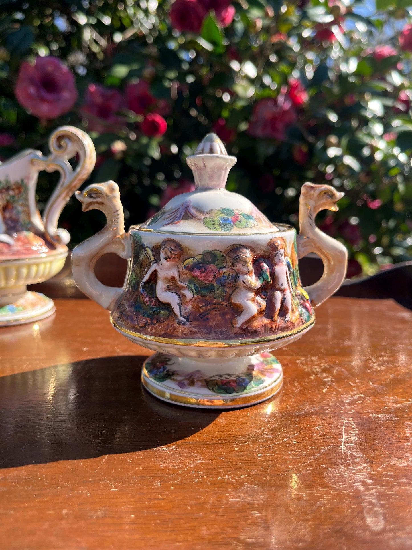 Capodimonte Tea Set with Serpents and Cherubs, Porcelain Vintage Tea Set, Unique Tea Set Gift, Italian Ceramics