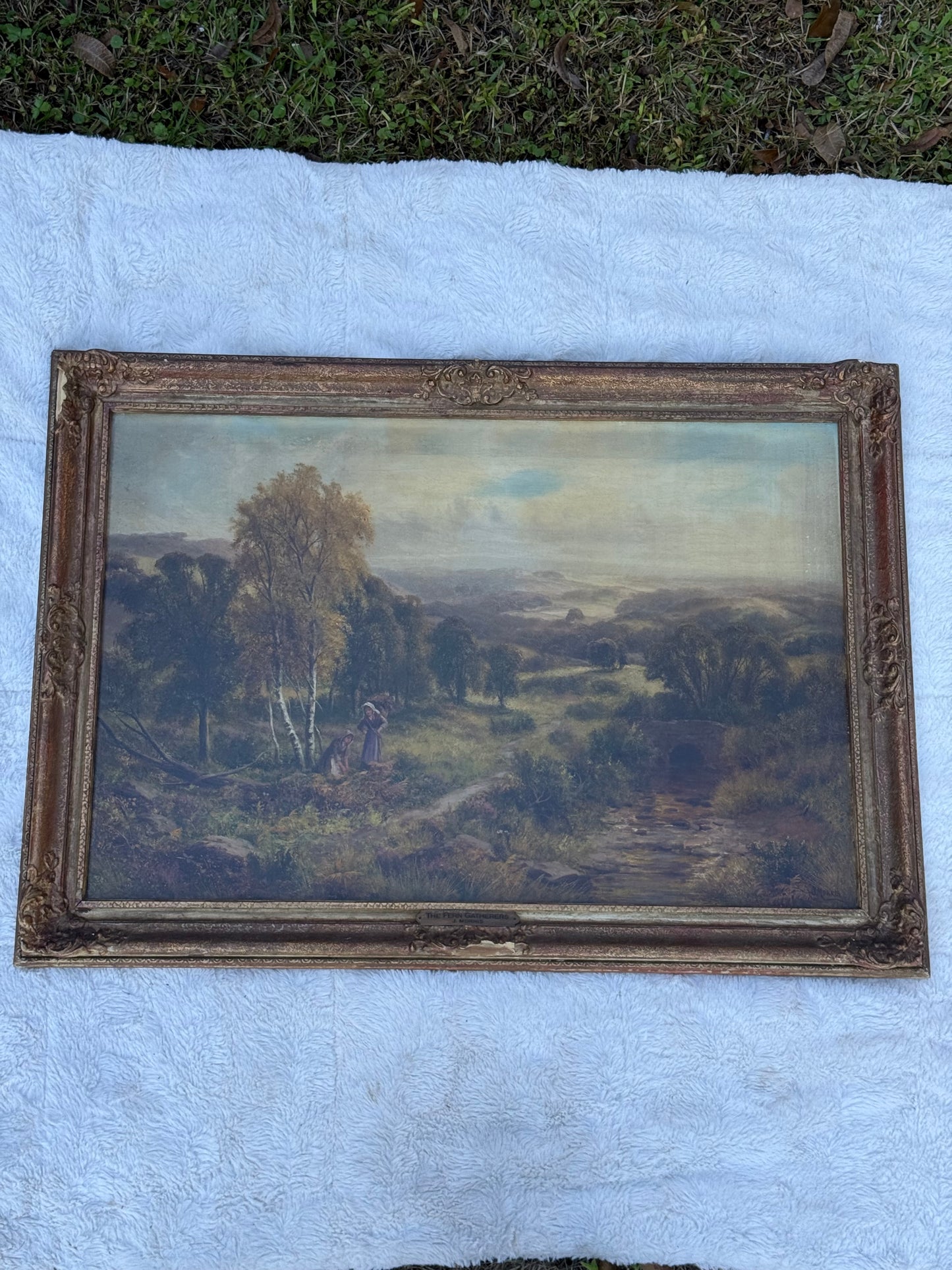 “The Fern Gatherers” – 19th-Century British School Oil Painting by J. Morris (Large Victorian Landscape)