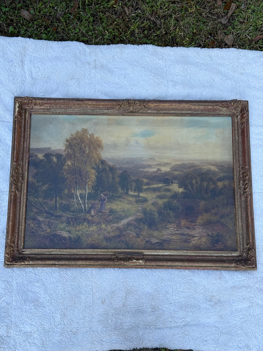 “The Fern Gatherers” – 19th-Century British School Oil Painting by J. Morris (Large Victorian Landscape)