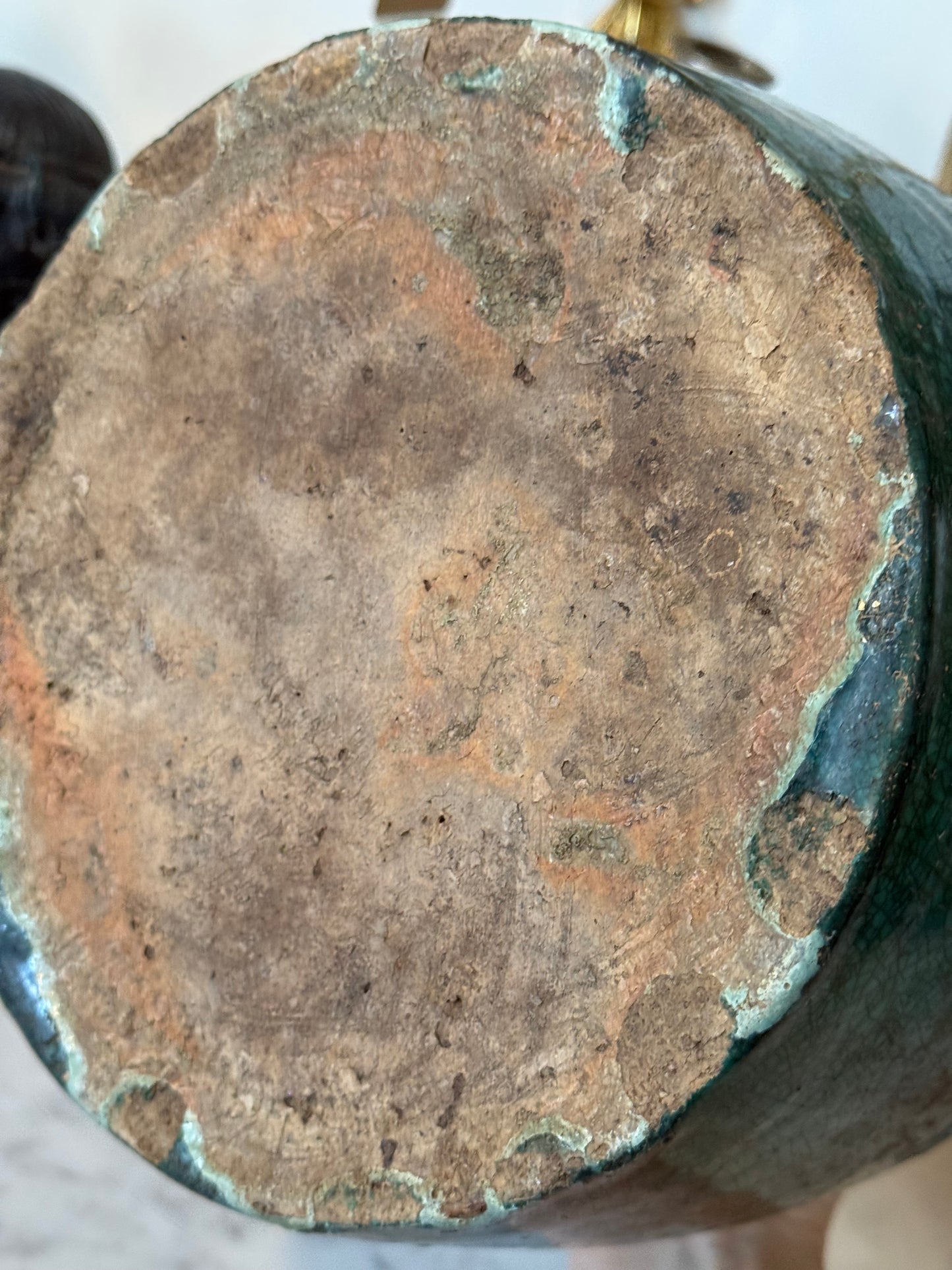 Early 20th Century Chinese Teal Glazed Ceramic Storage Jar