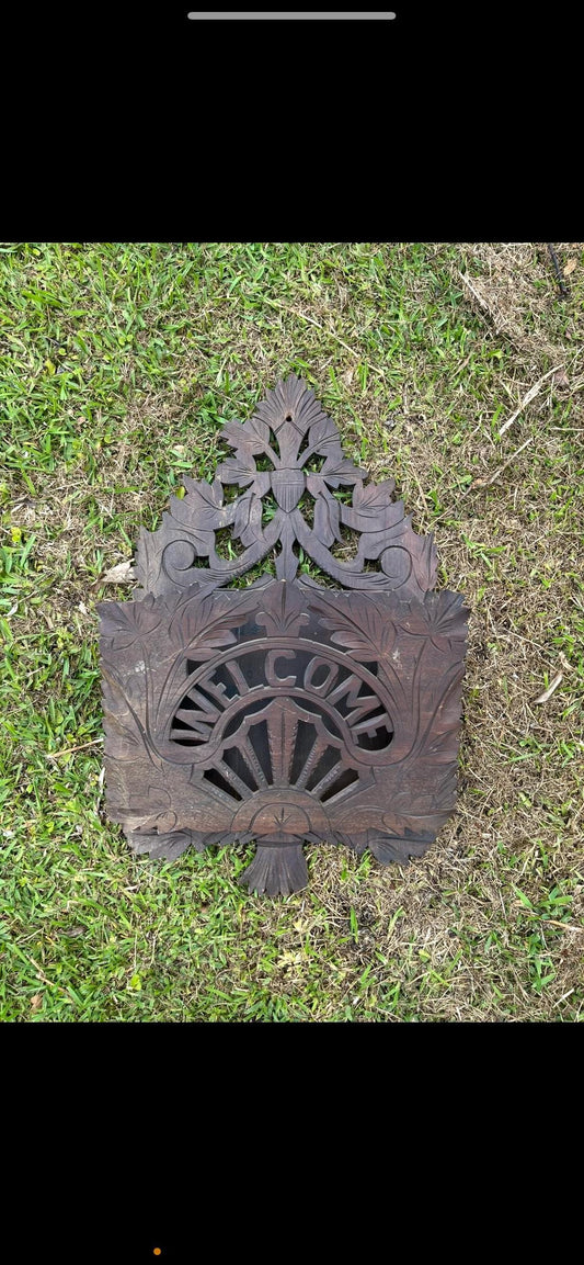 Antique Victorian Oak Magazine Rack | Black Oak Newspaper Stand | Gothic Revival | Some Damage | Ornate Carved Storage Furniture