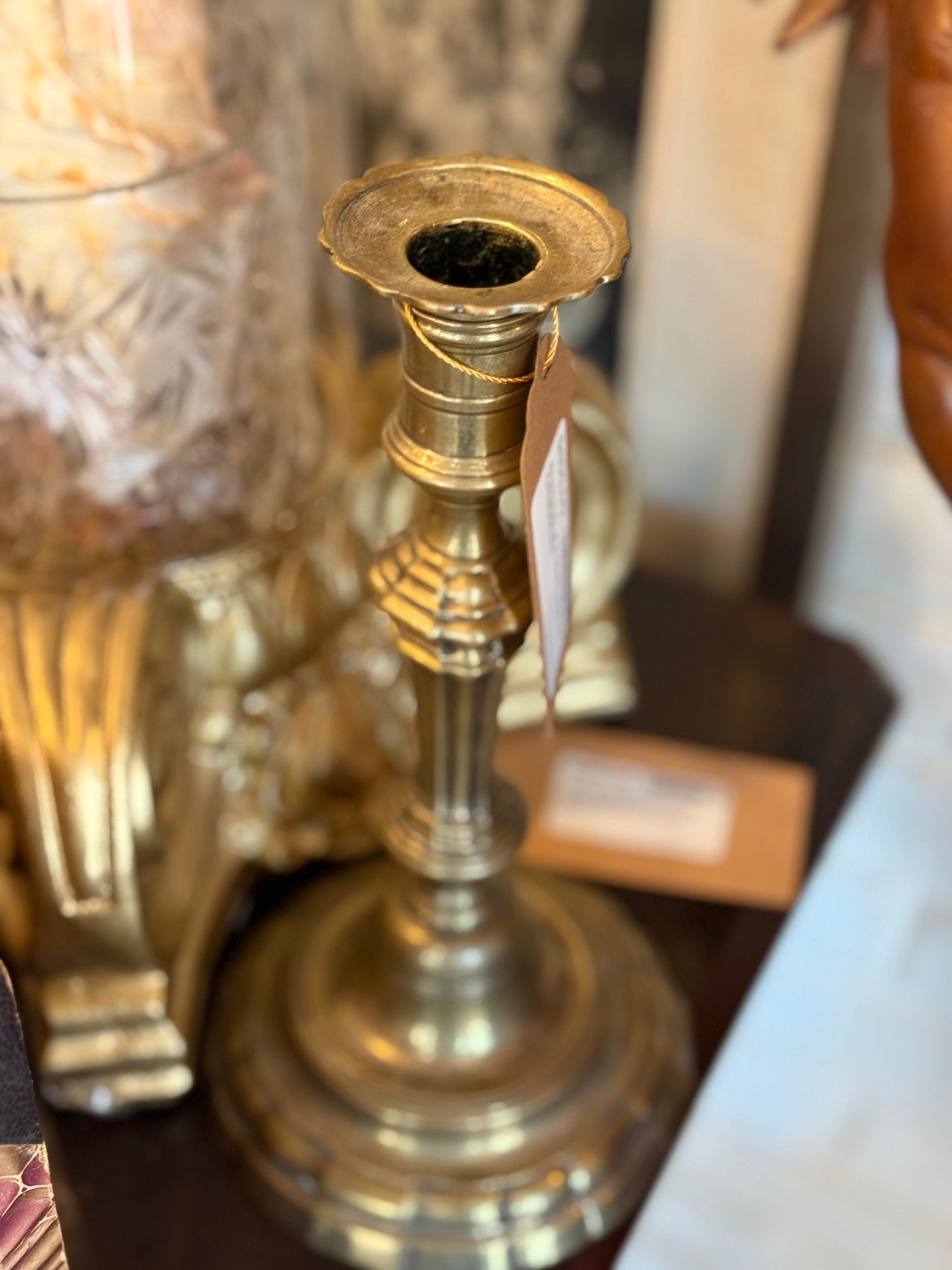 Pair of 18th Century French Louis XV Brass Candlesticks
