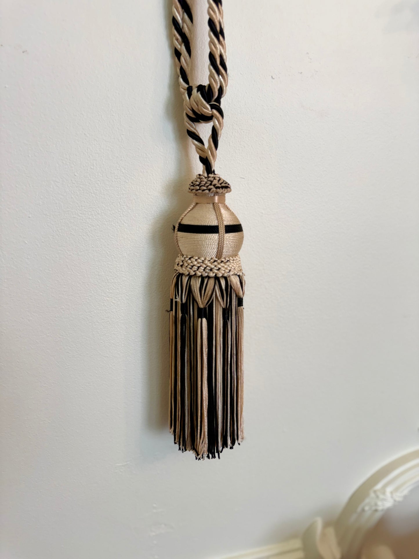 Black & Champagne Decorative Curtain Tassel | 28 Inch Single Tieback
