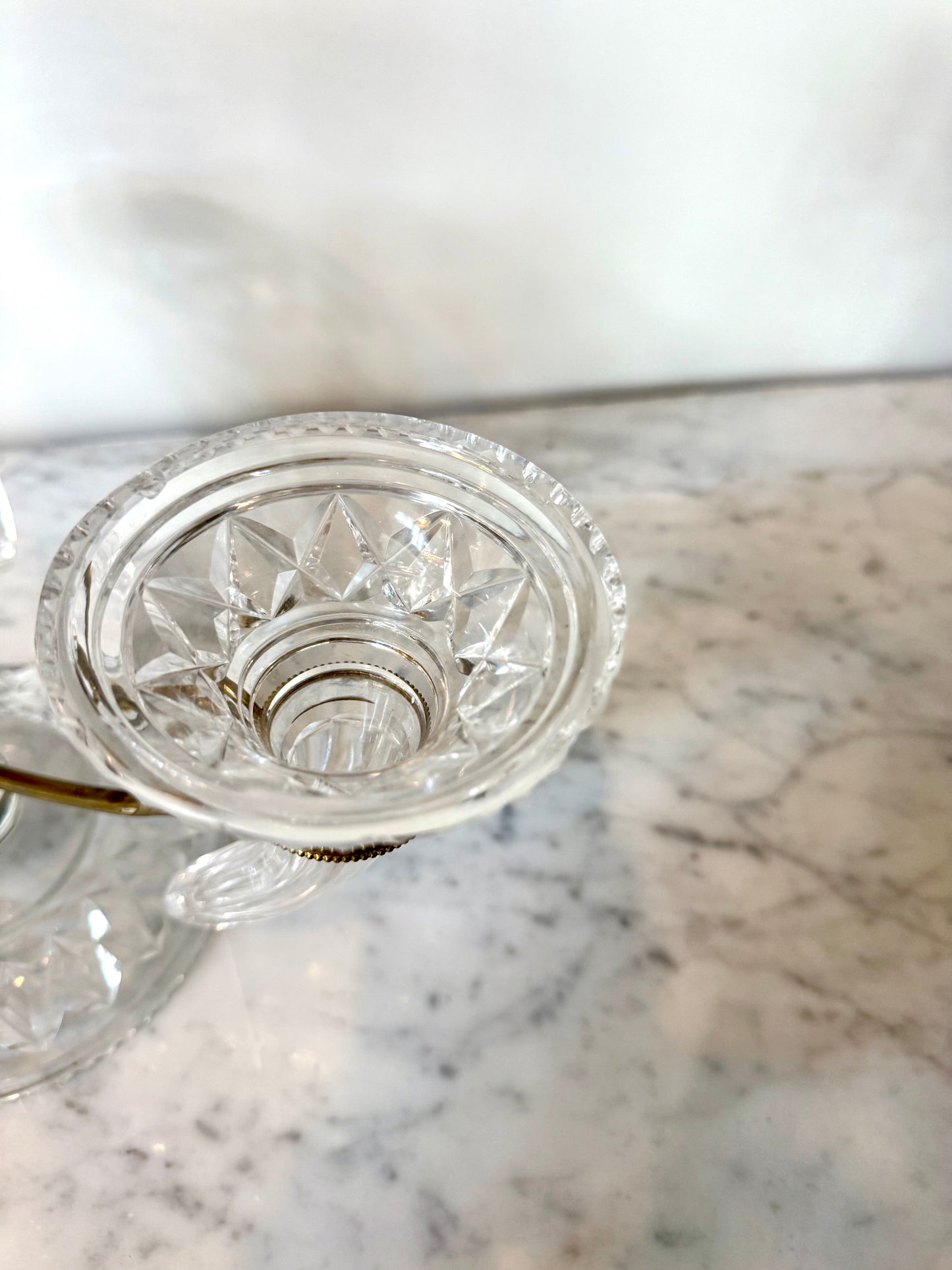 F. & C. Osler Attributed Antique Glass Flower Épergne with Bronze Mounts, 19th Century