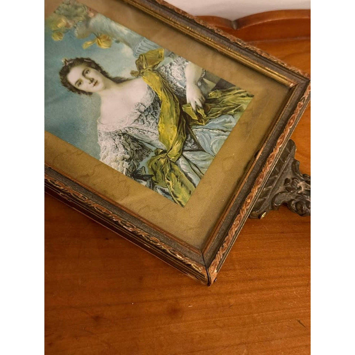 Antique Madame Victoire Portrait Hand Mirror Nattier French Royalty Vanity Mirror