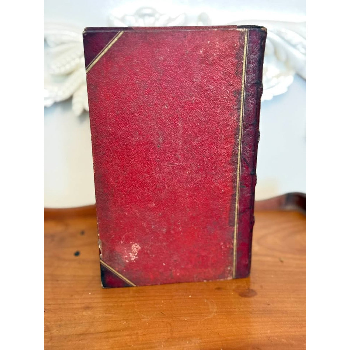 1828 Antique French Leather Bound Book, Villemain, Gilt Decorated Spine