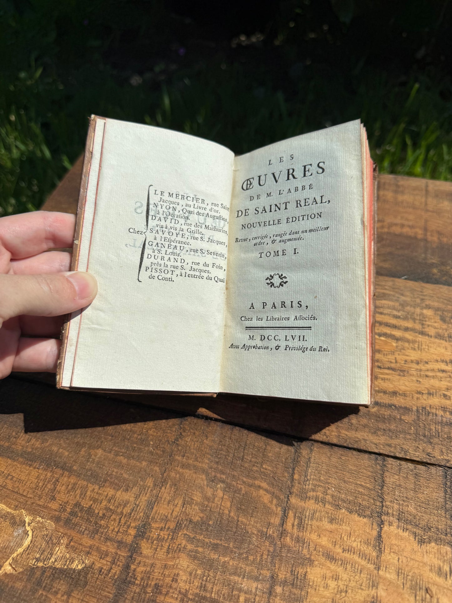 Title: 1757 French Leather-Bound Book — Les Œuvres de l’Abbé de Saint-Réal, Tome I