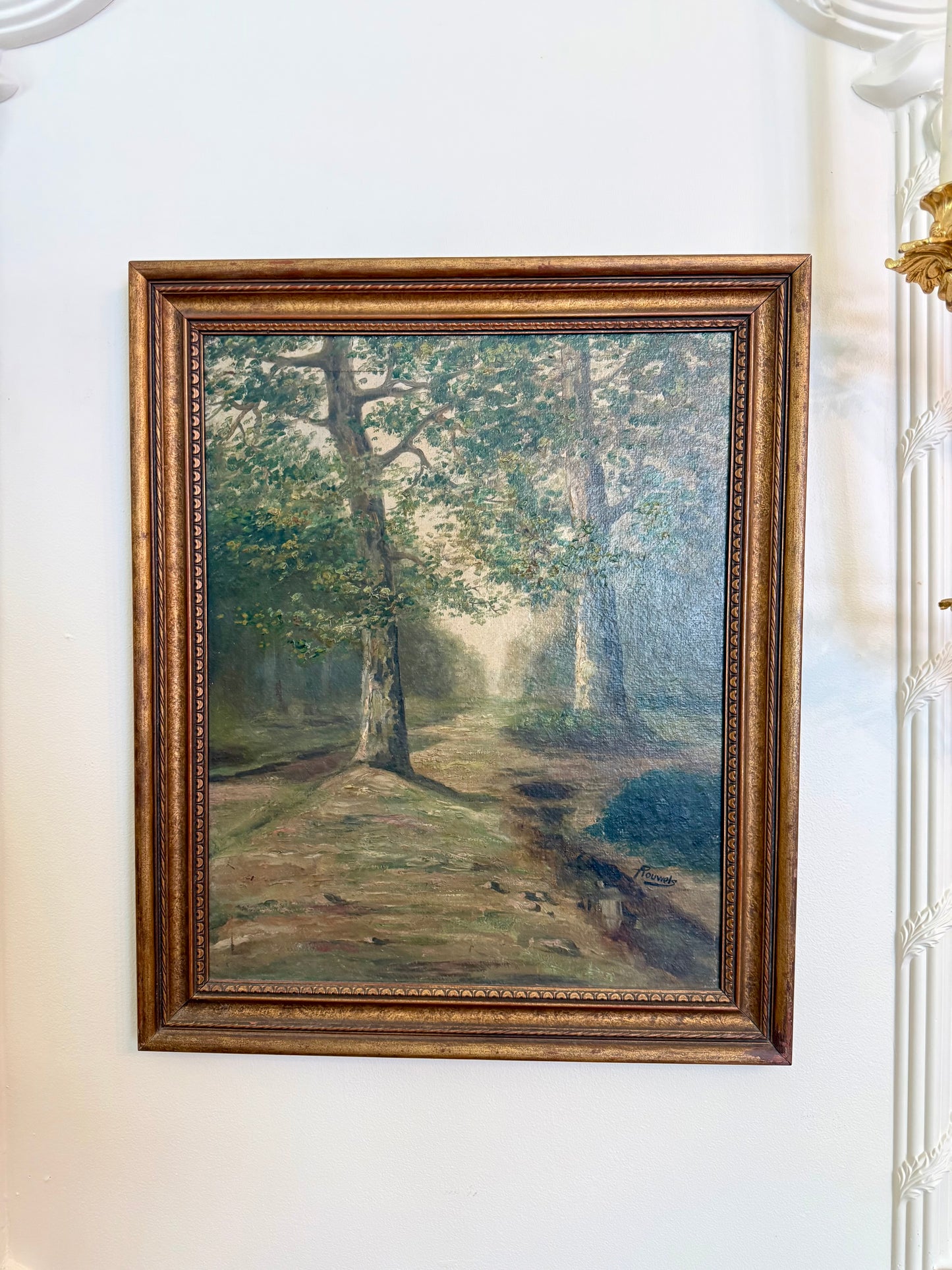 Antique Woodland Landscape Oil Painting | Signed Rouwels | Provenance Noted
