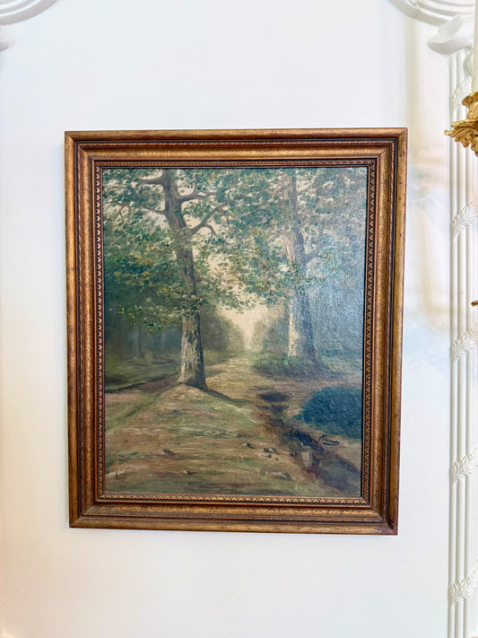 Antique Woodland Landscape Oil Painting | Signed Rouwels | Provenance Noted