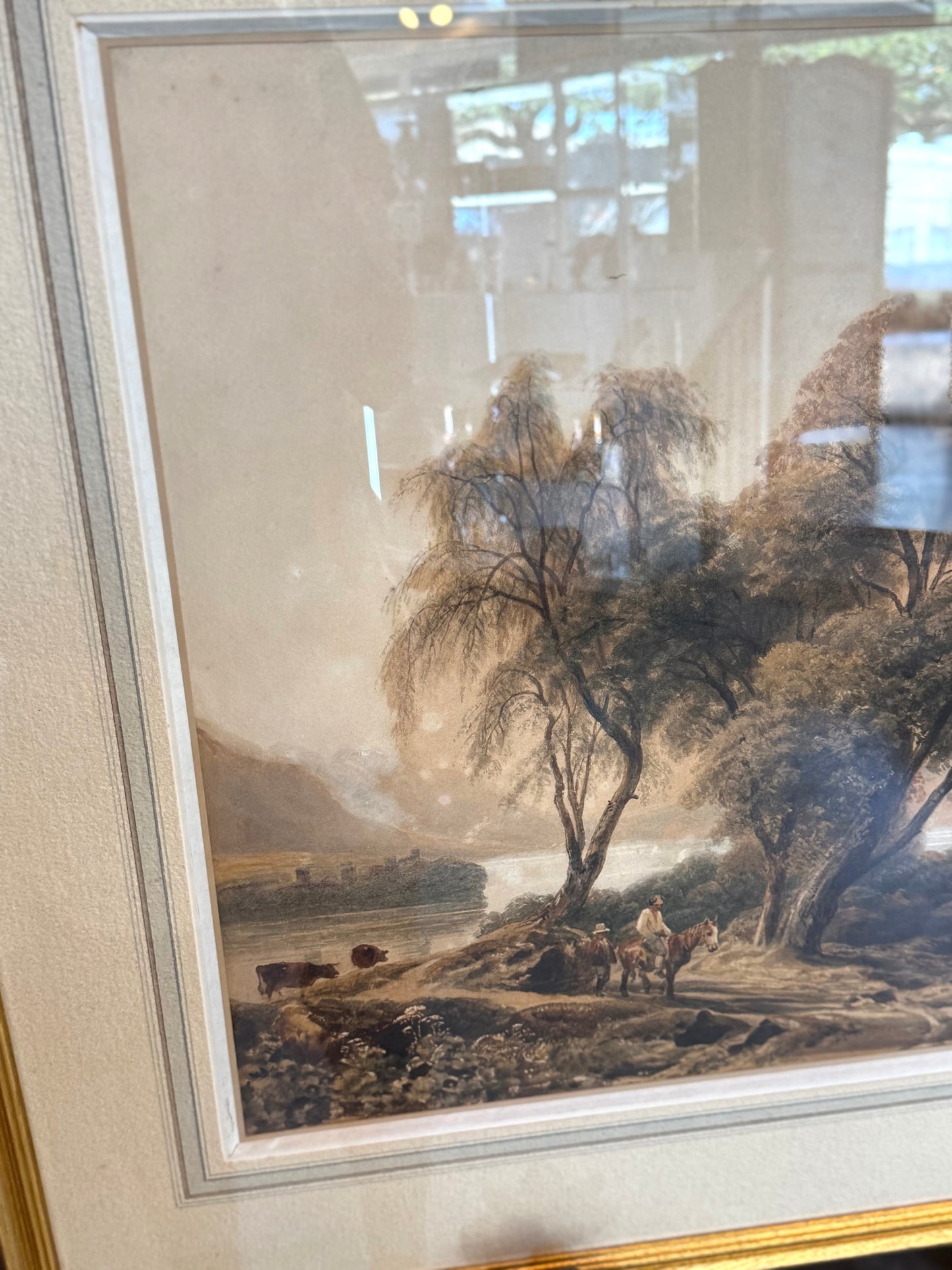 Attributed to Peter De Wint “The Head of the Loch” Watercolor on Paper, Framed
