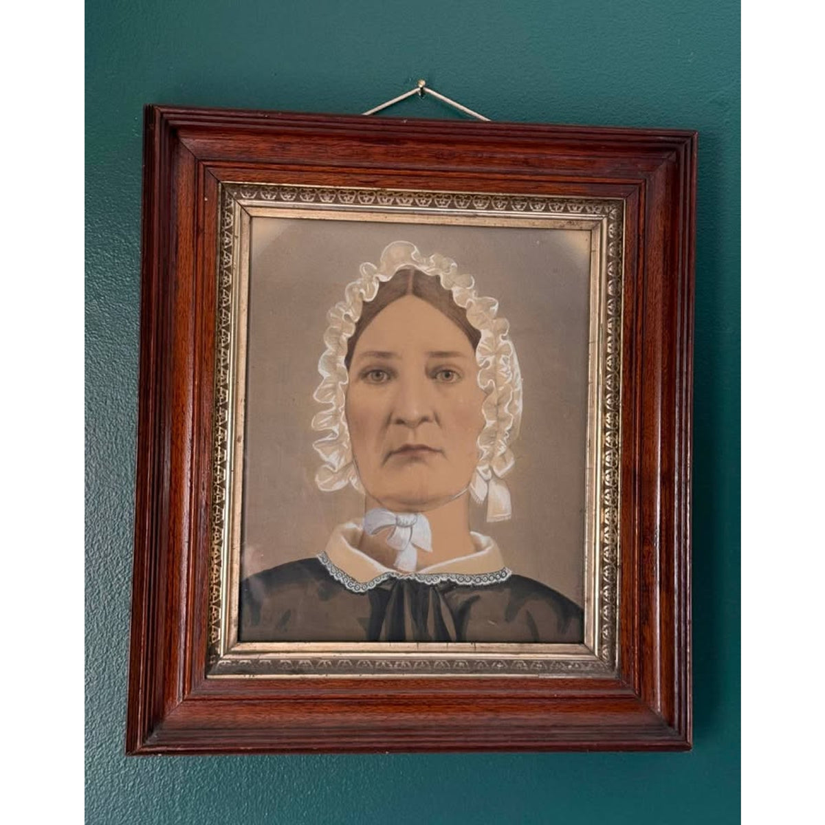 John Wood Dodge Signed 1881 Antique Portrait, Hand-Colored Mixed Media