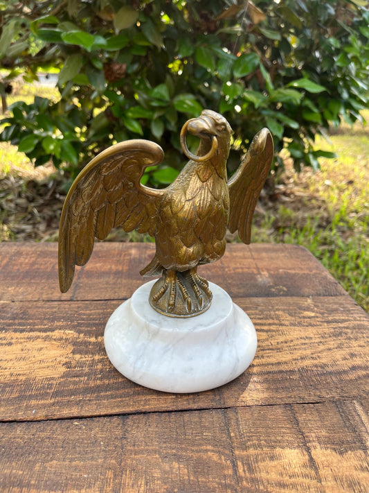 Vintage Bronze Eagle Pocket Watch Stand – Marble Base – Patriotic Desk Decor or Watch Display
