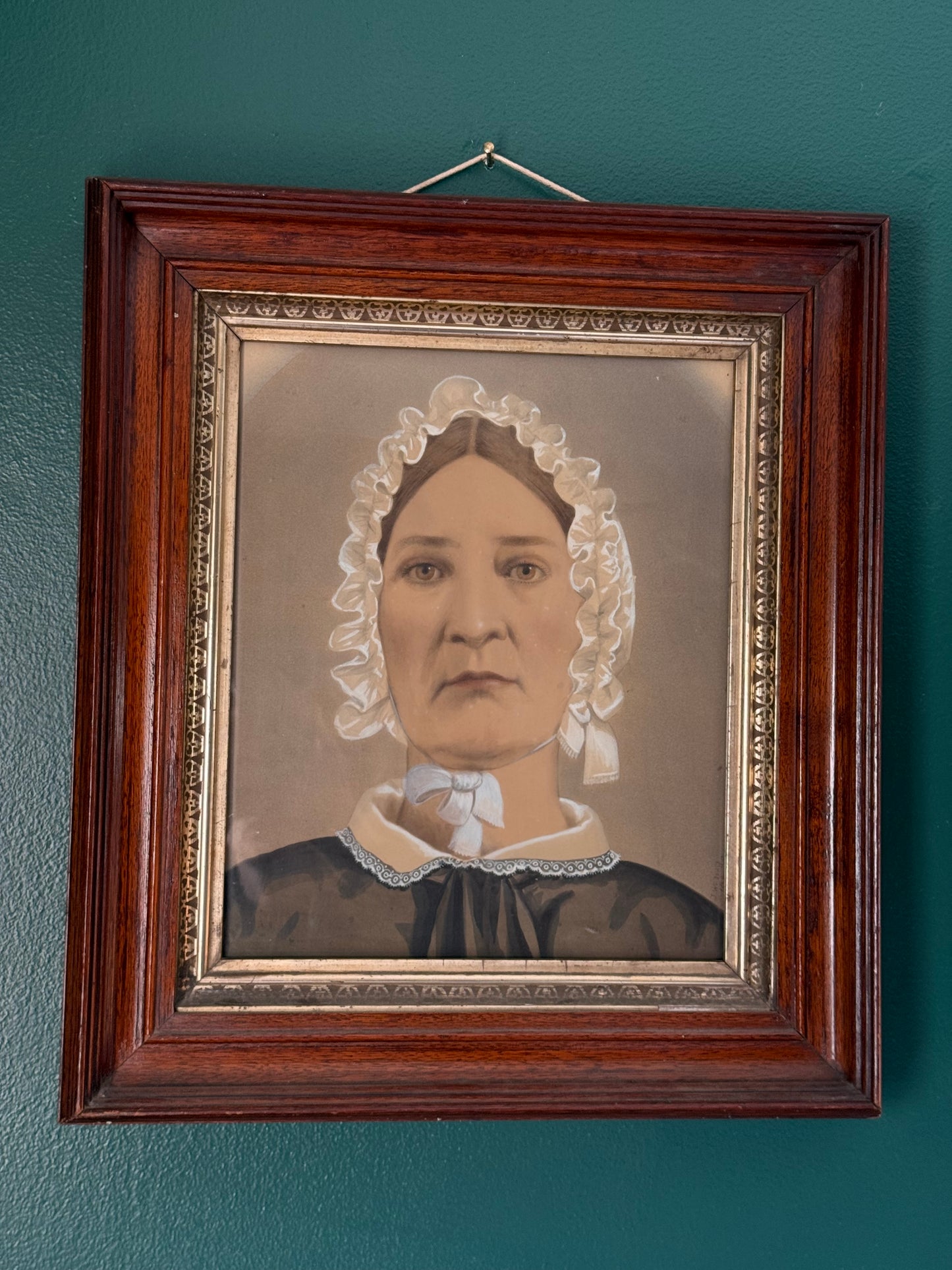 Signed 1881 Portrait by John Wood Dodge (American, 1807–1893), Gouache Watercolor Pastel, Framed