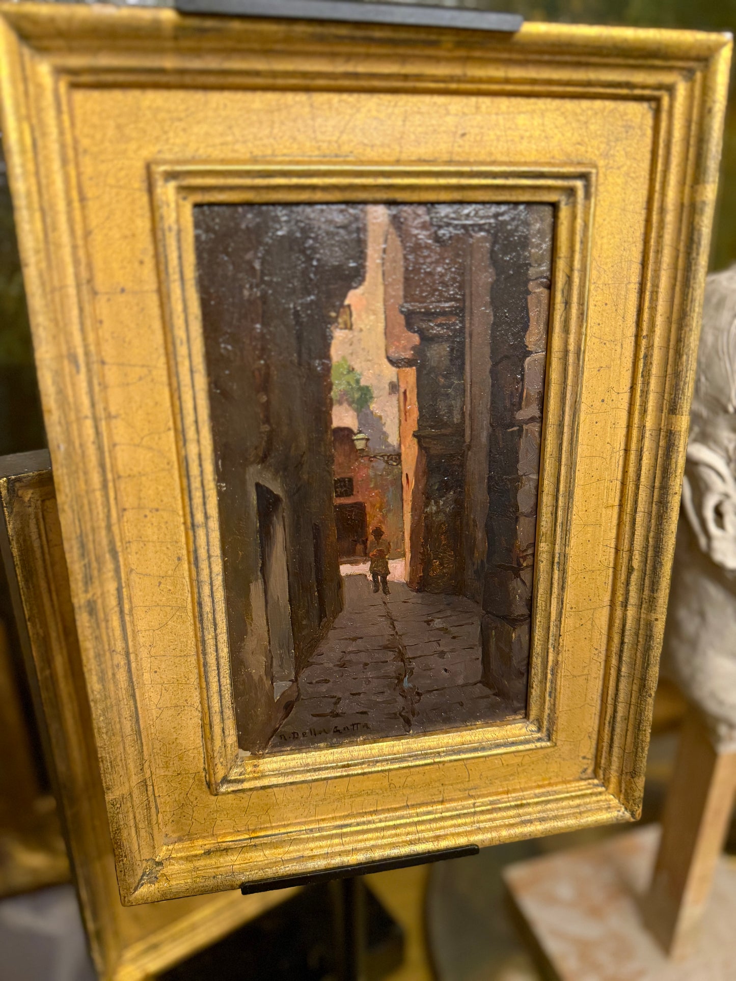 Vicolo Della Luna Florentine Alley Scene Oil Painting