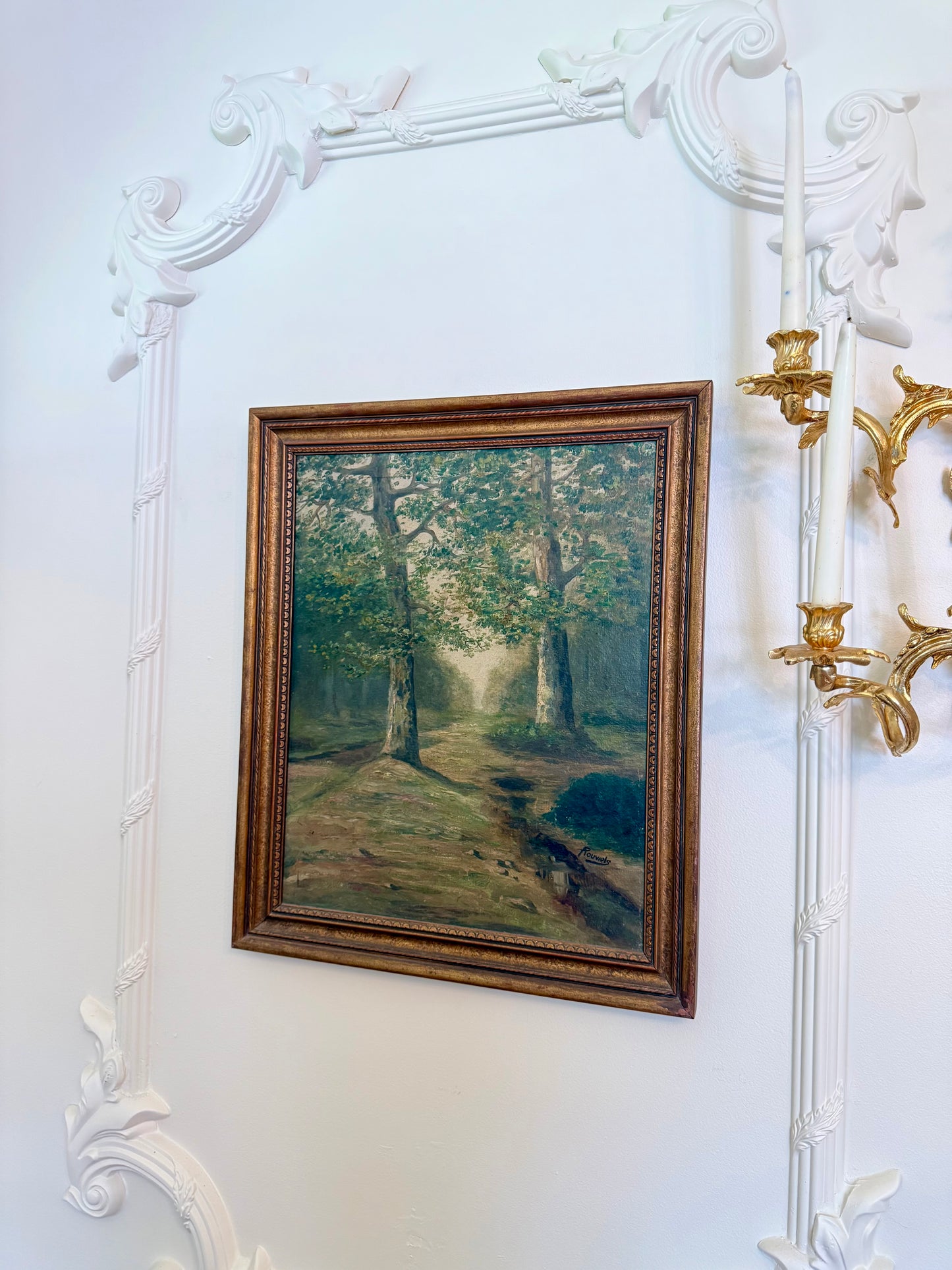 Antique Woodland Landscape Oil Painting | Signed Rouwels | Provenance Noted