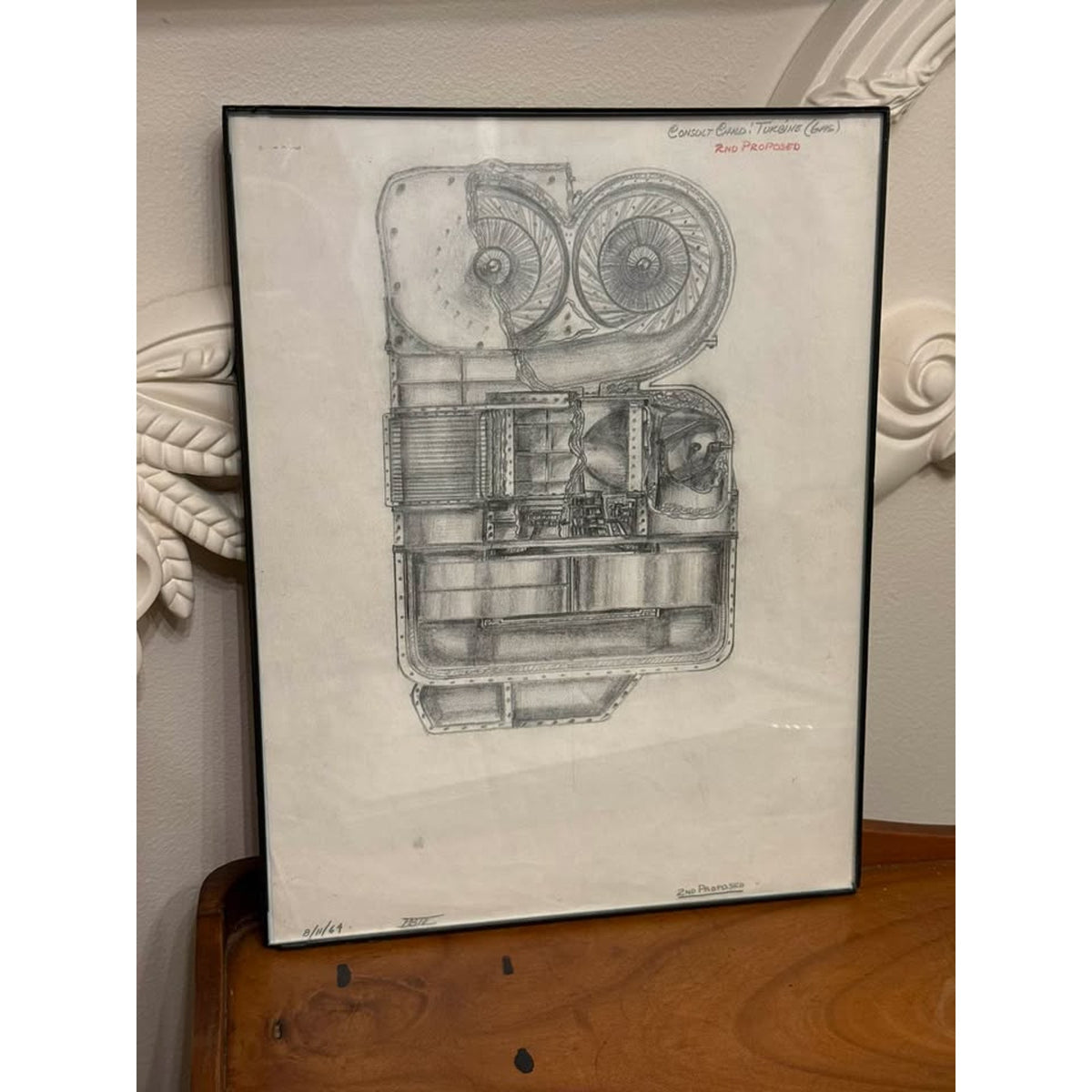Original 1964 Turbine Engineering Drawing Hand Drawn Technical Industrial Art