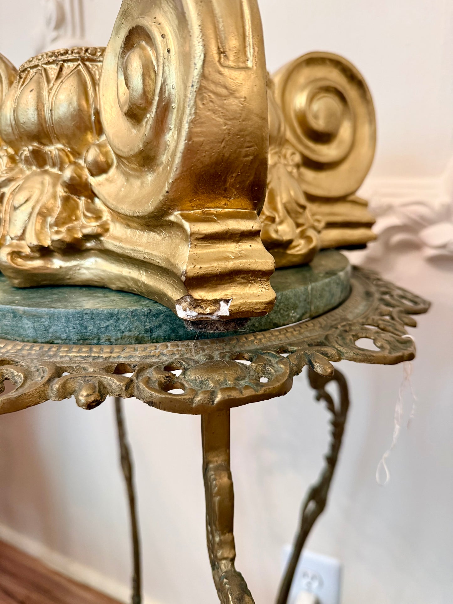 Architectural Ionic Capital with Handblown Glass Cloche