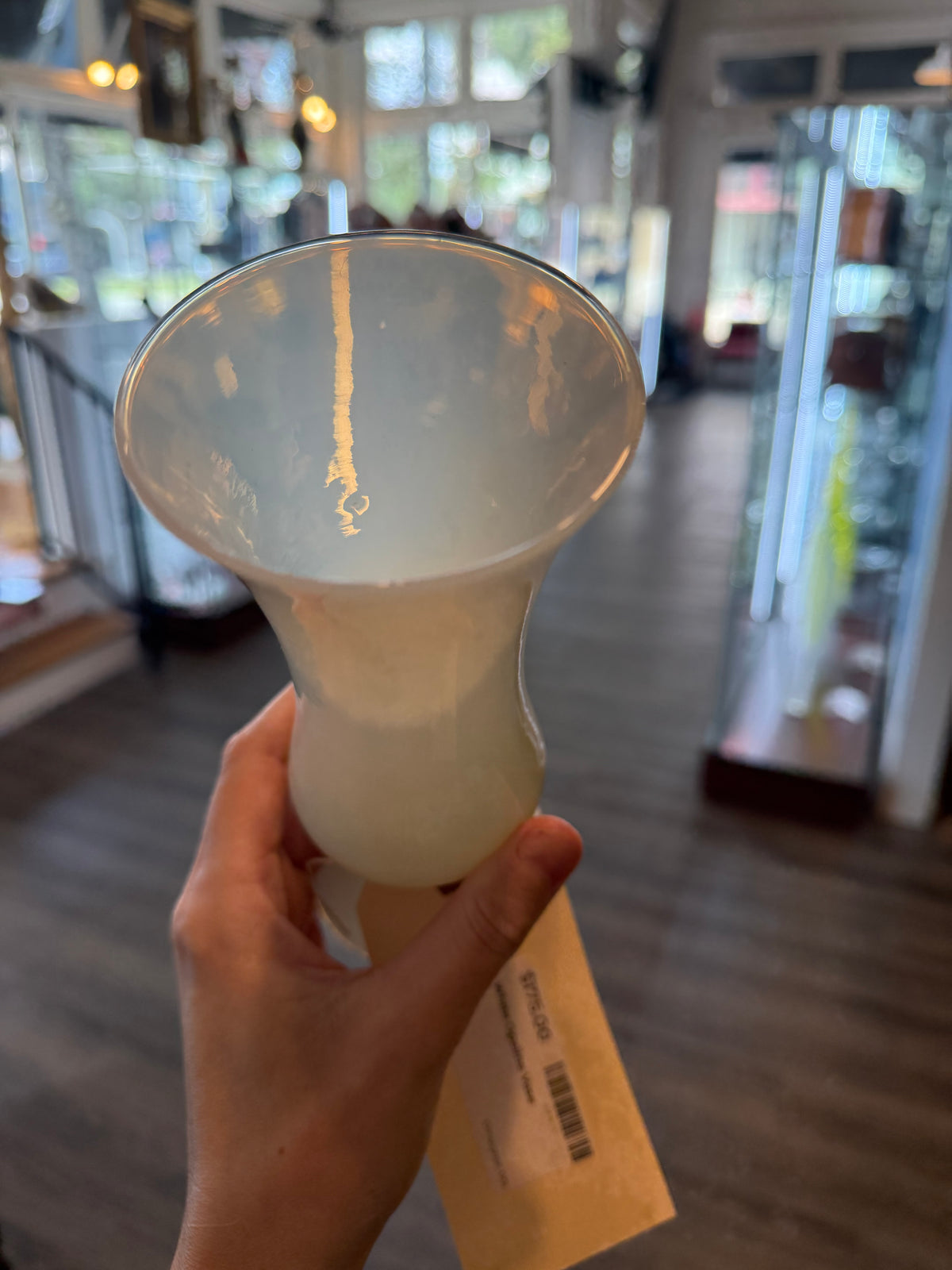 Vintage White Opaline Glass Pedestal Vase