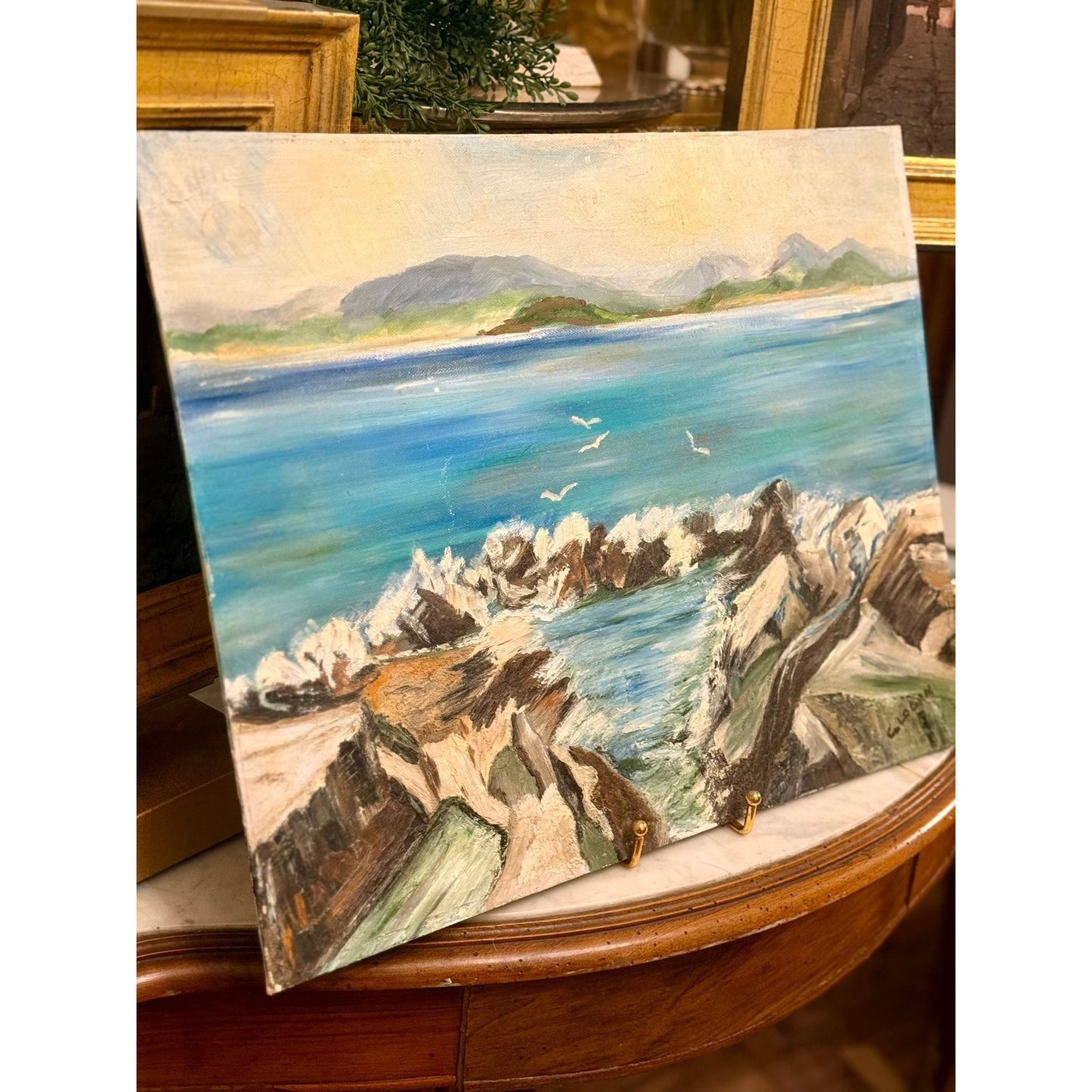 Impressionist Coastal Seascape Oil on Board