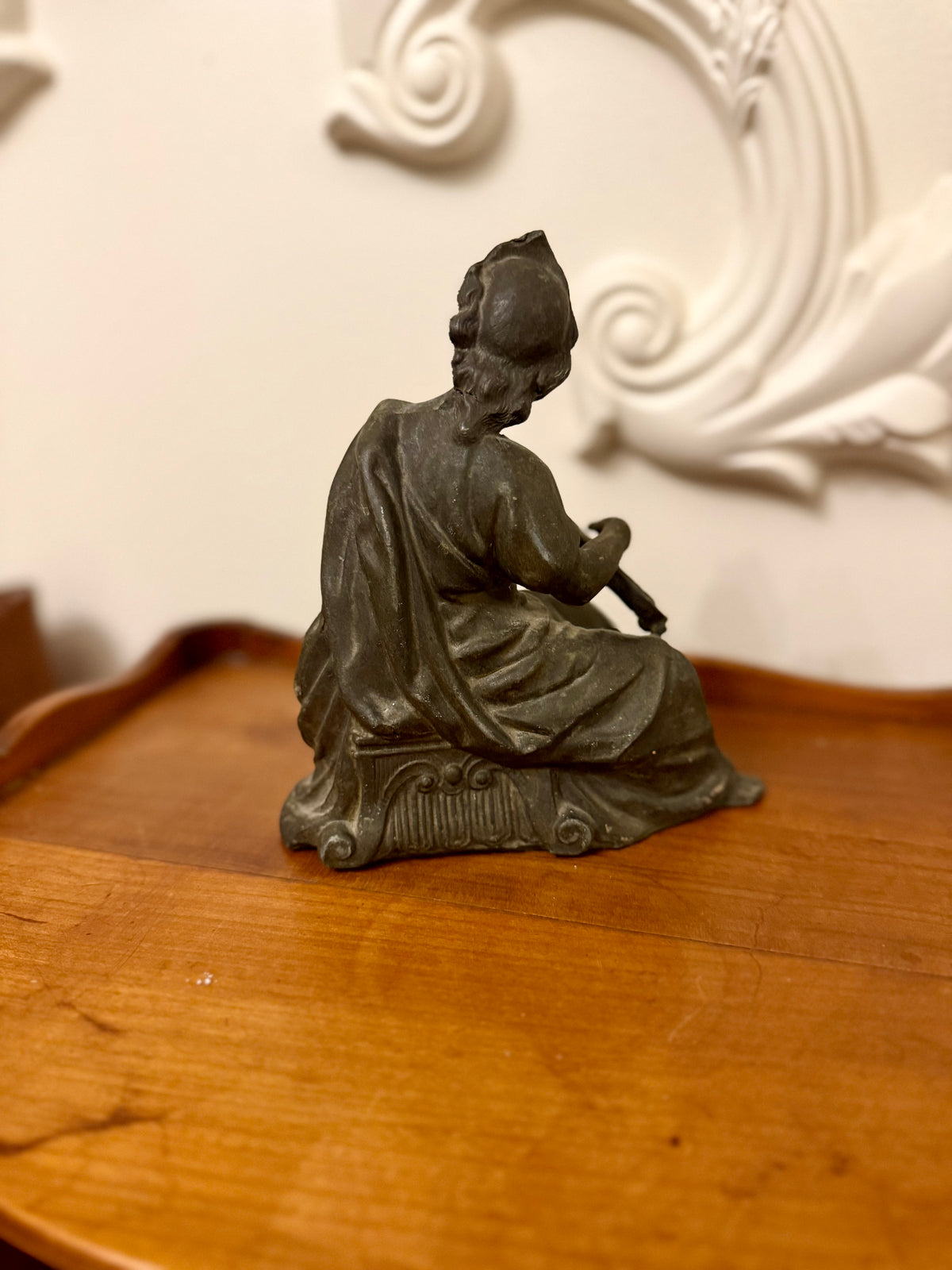 Antique Spelter Allegorical Female Musician Figure, Circa 1900