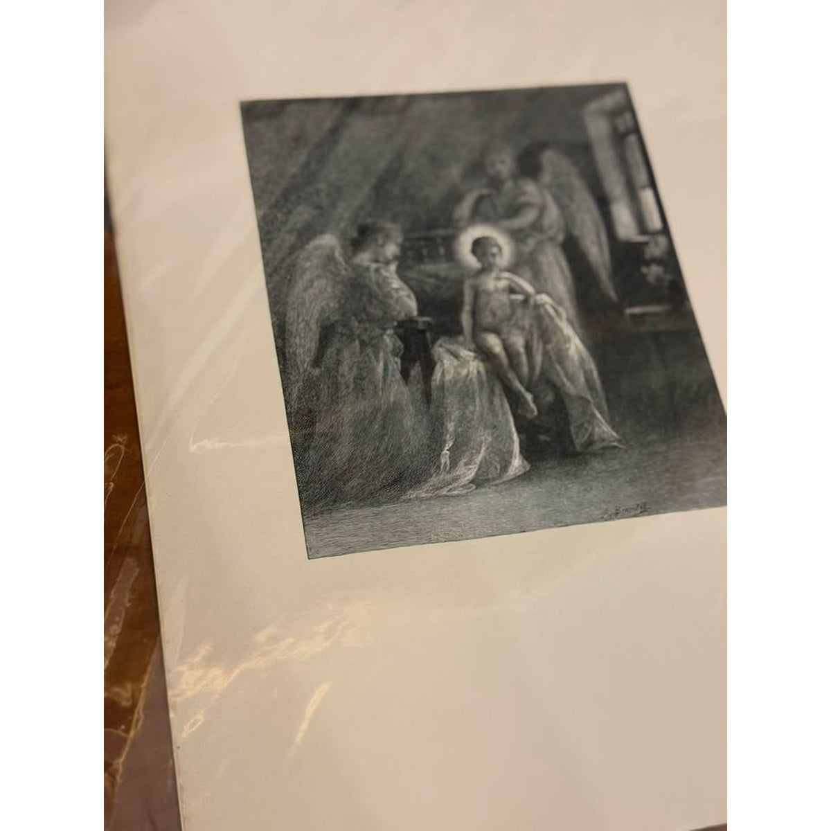 1888 Antique Christian Religious Print Christ Child Angels A. Bramtot Biblical Art