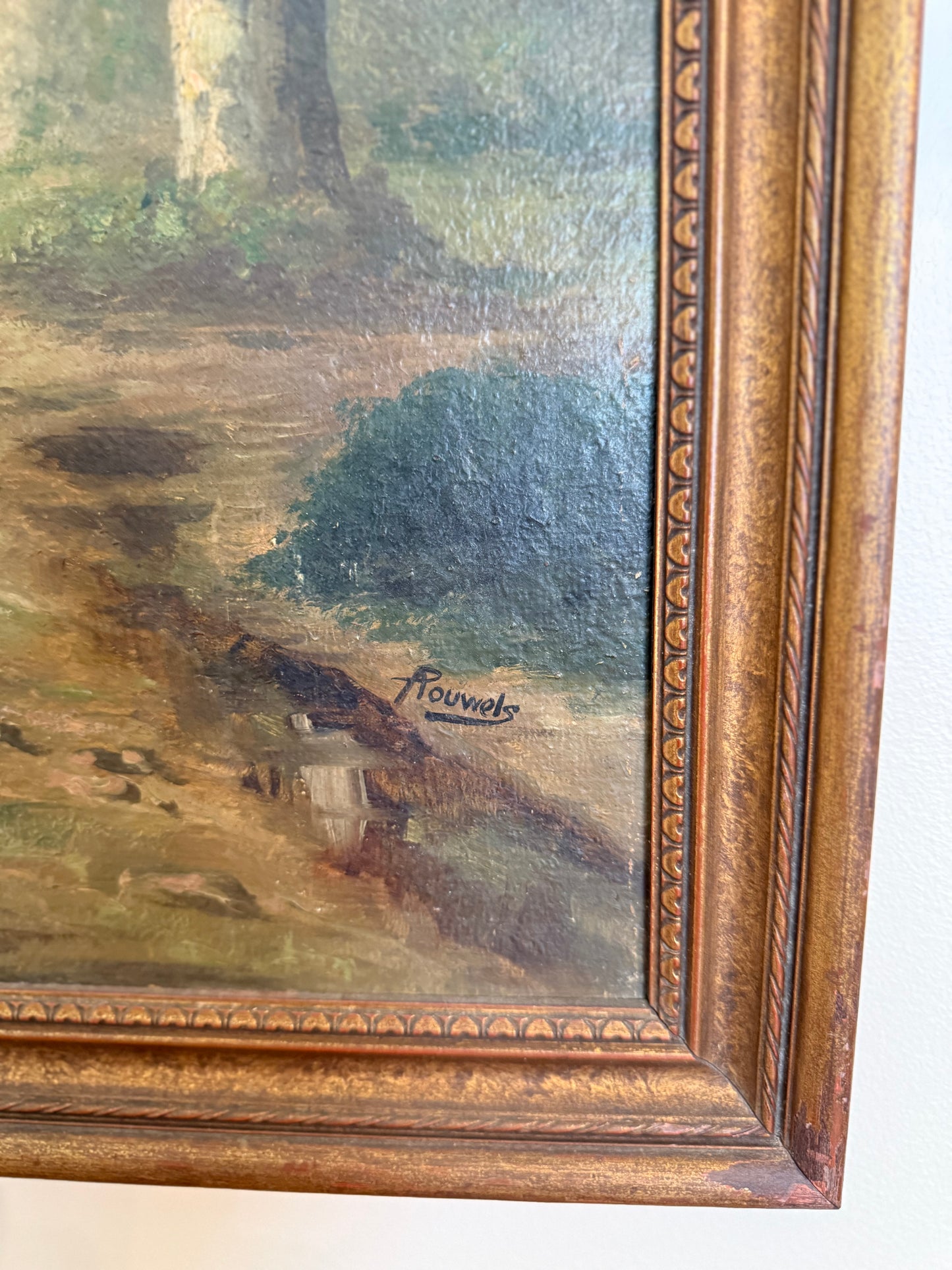 Antique Woodland Landscape Oil Painting | Signed Rouwels | Provenance Noted