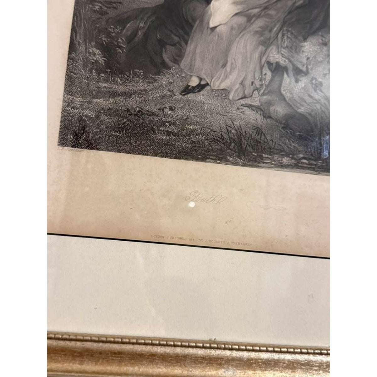 1844 Antique Engraving “Youth” R. Artlett