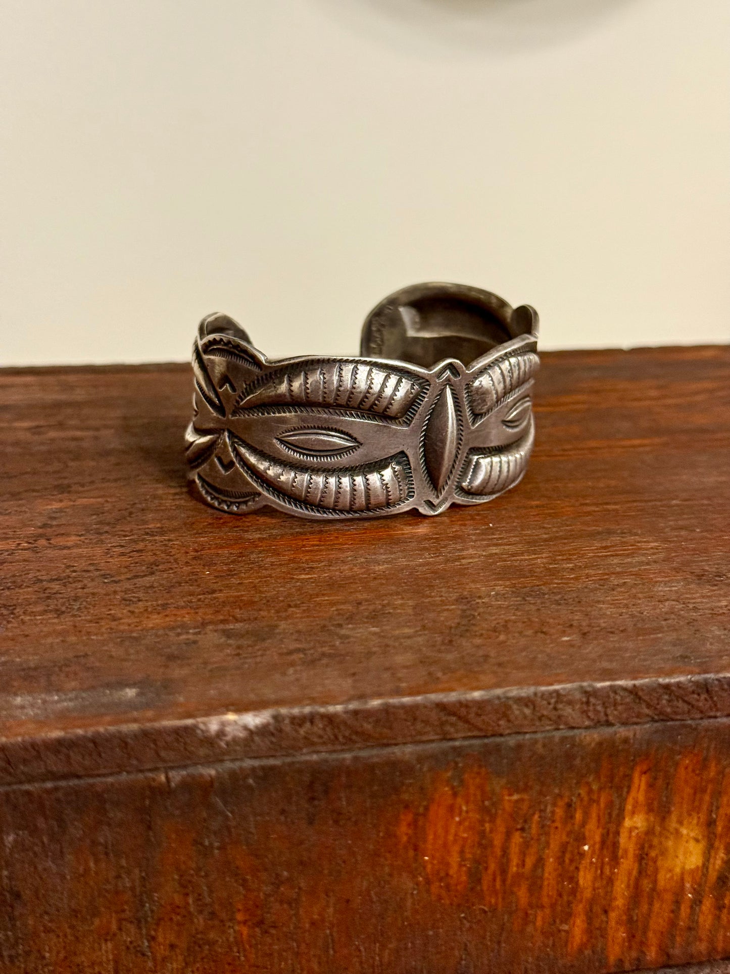 Vintage Navajo Repoussé Sterling Silver Cuff Bracelet
